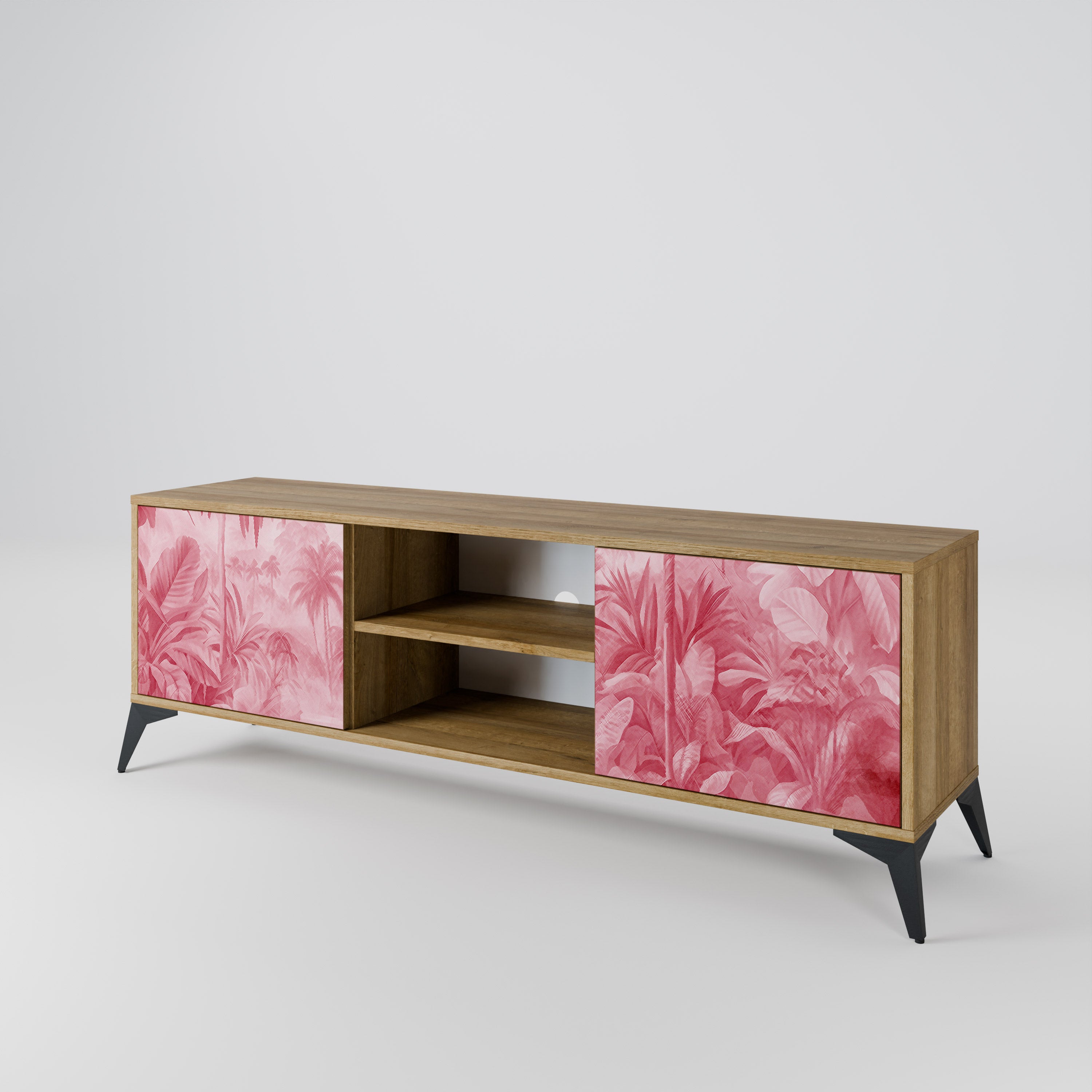 Mueble de TV SWEET TROPICS de 2 puertas con efecto roble