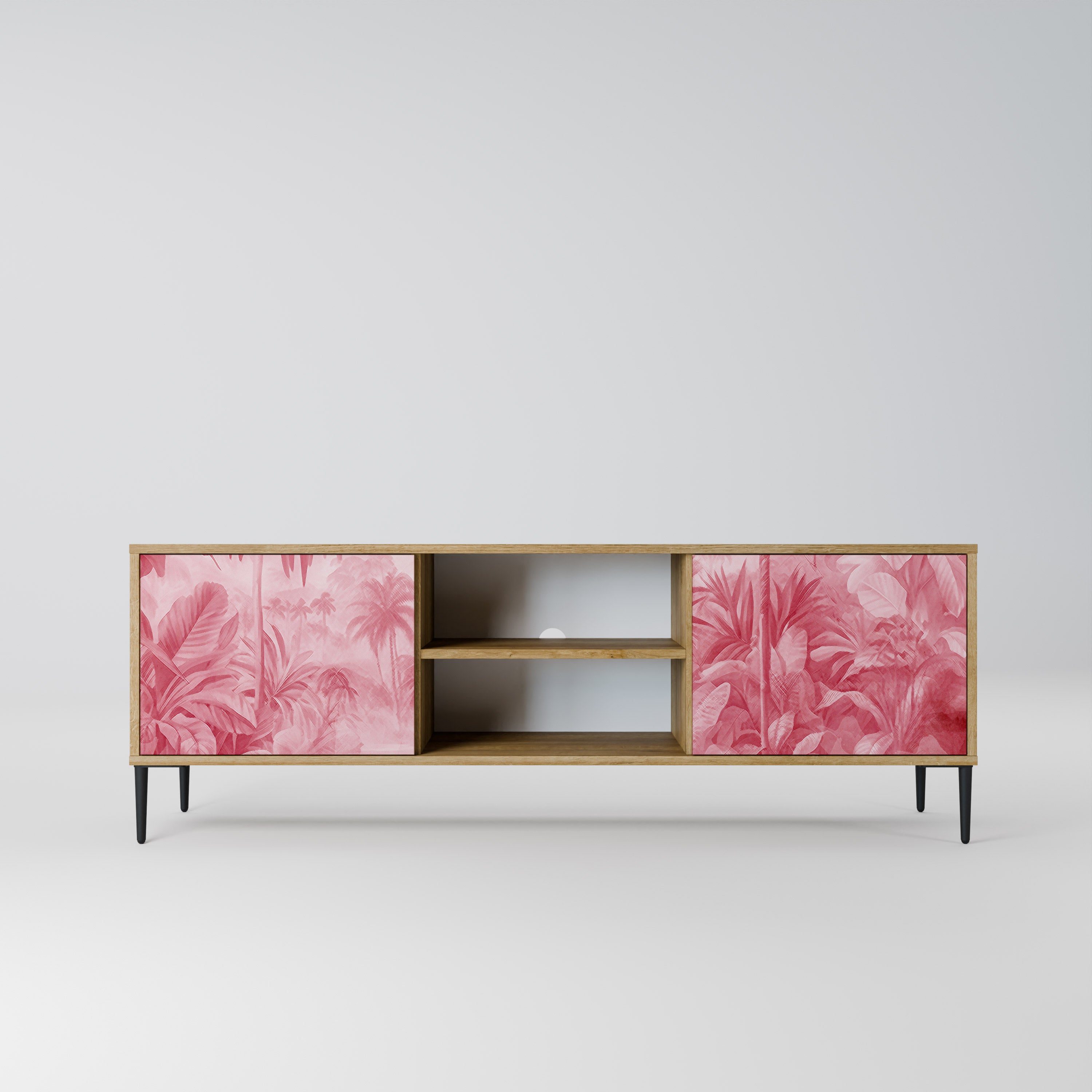 Mueble de TV SWEET TROPICS de 2 puertas con efecto roble