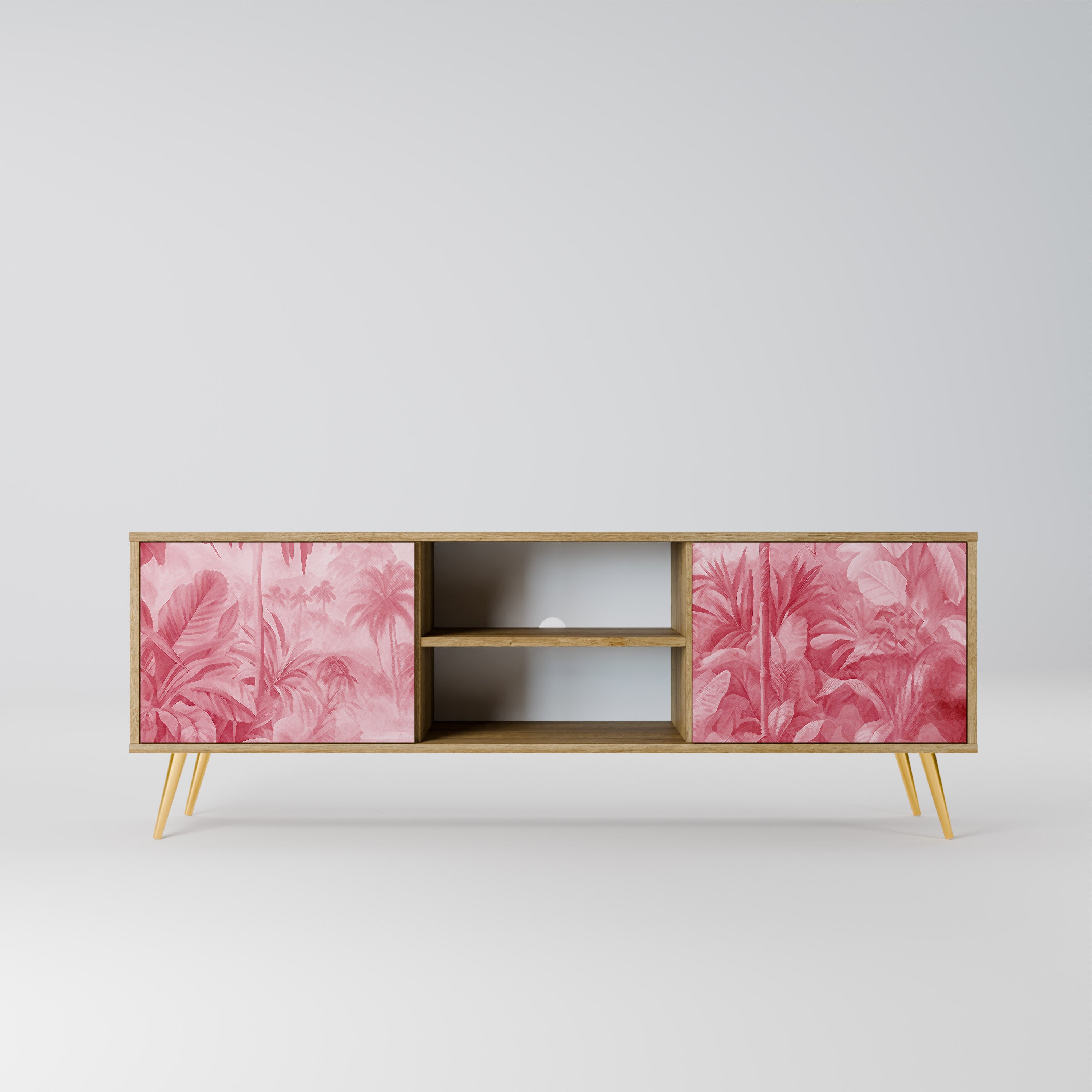 Mueble de TV SWEET TROPICS de 2 puertas con efecto roble