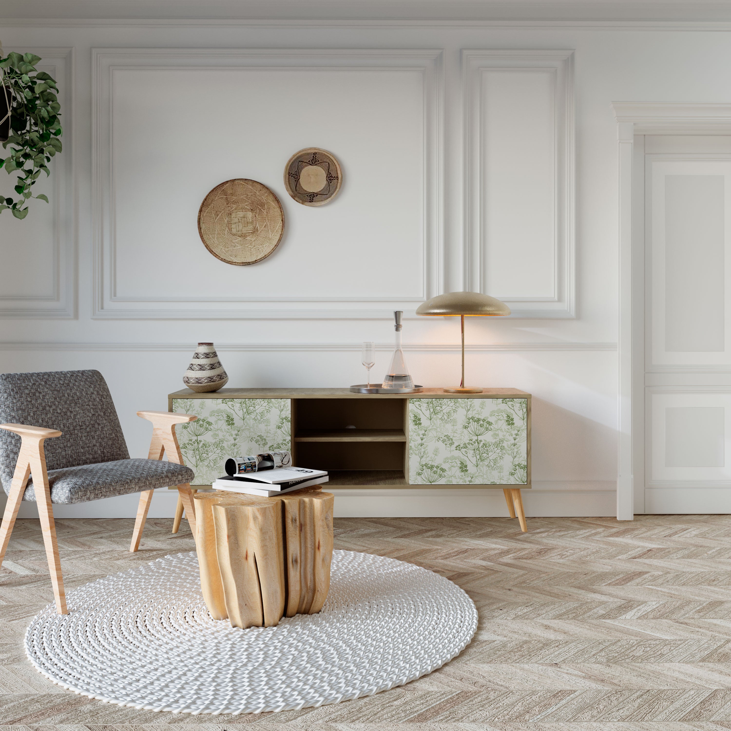FENNEL BALDACHIN Mueble TV de 2 puertas efecto roble