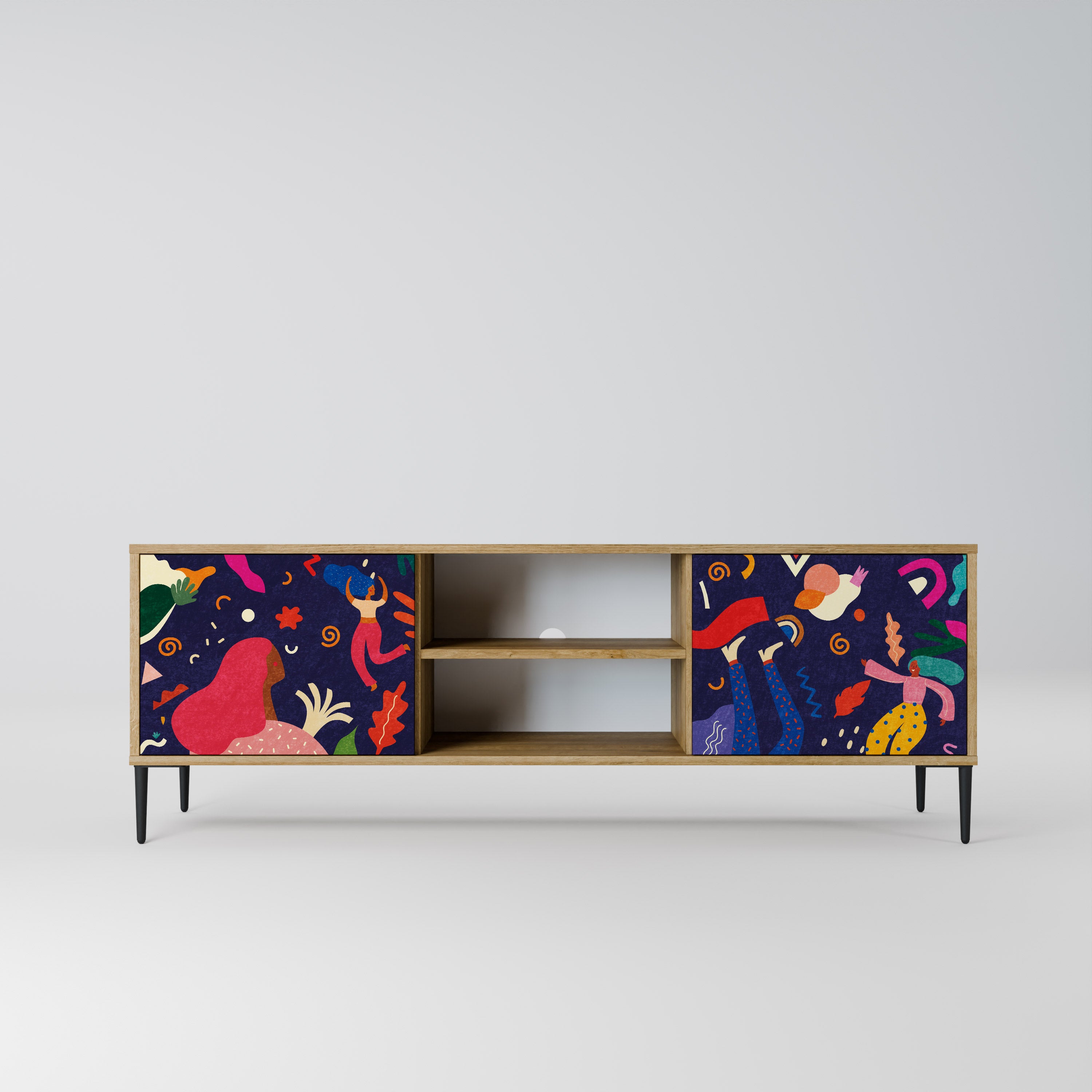 PLACERES FESTIVOS Mueble de TV de 2 puertas con efecto roble