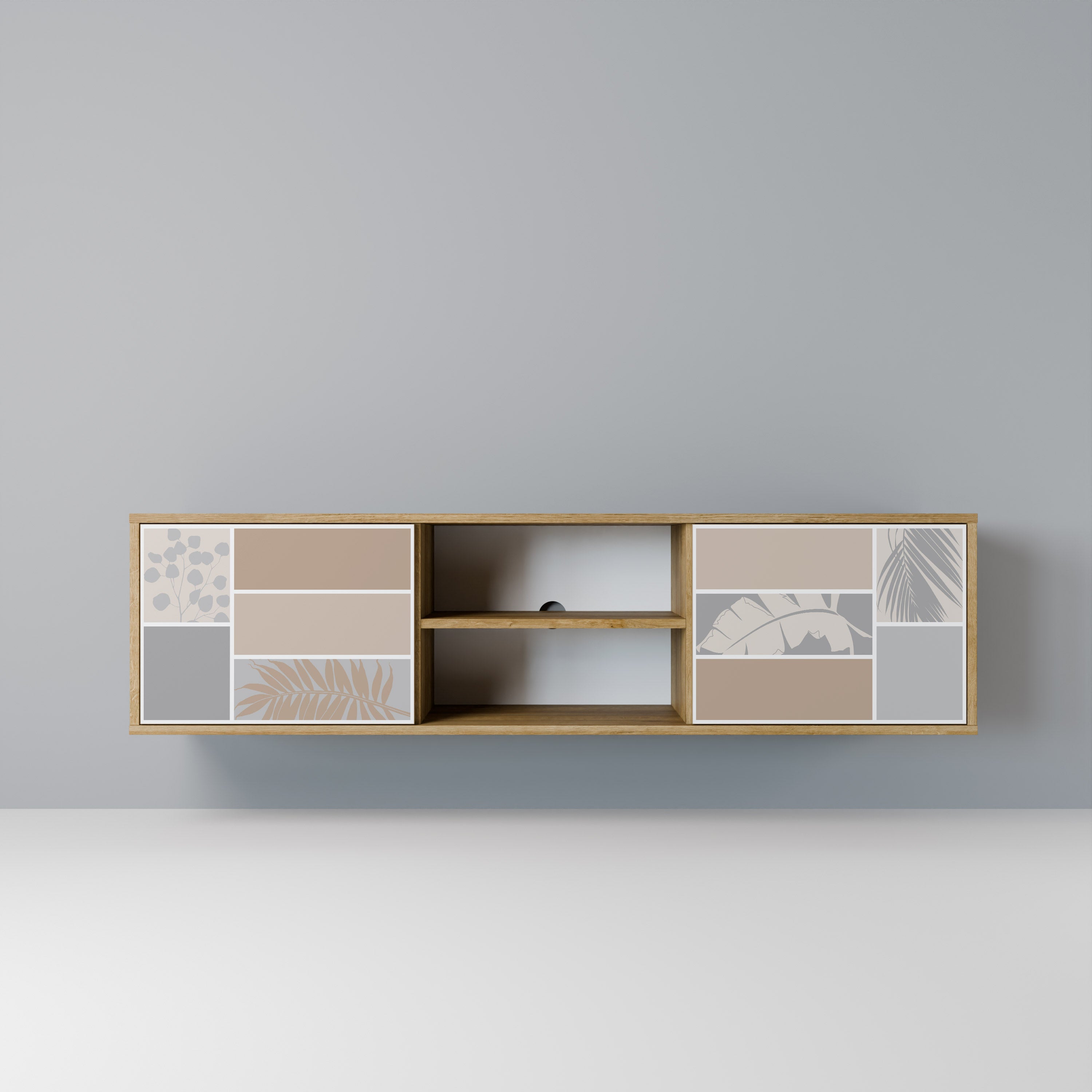 Mueble de TV de 2 puertas TROPICAL SHAPES en efecto roble