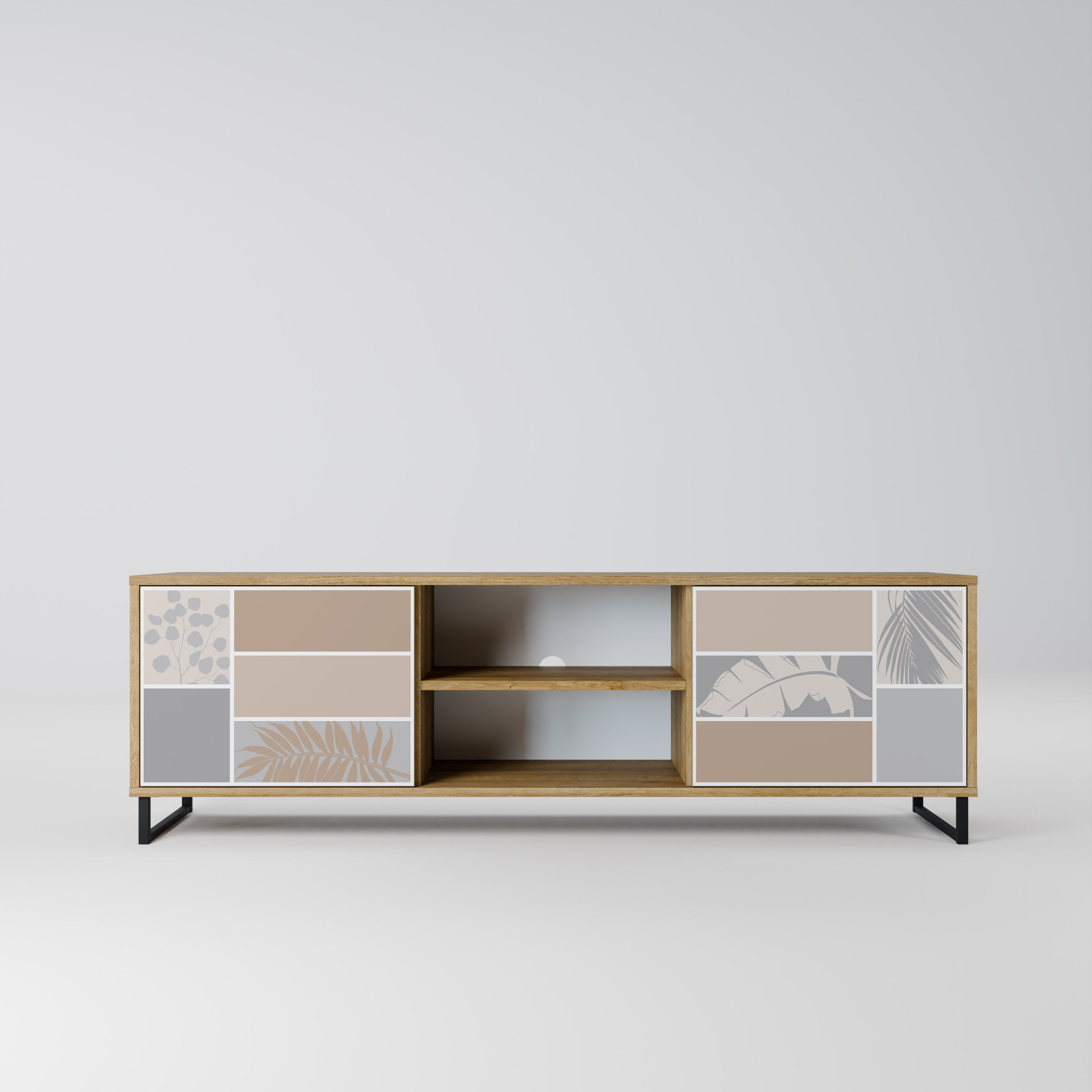 Mueble de TV de 2 puertas TROPICAL SHAPES en efecto roble