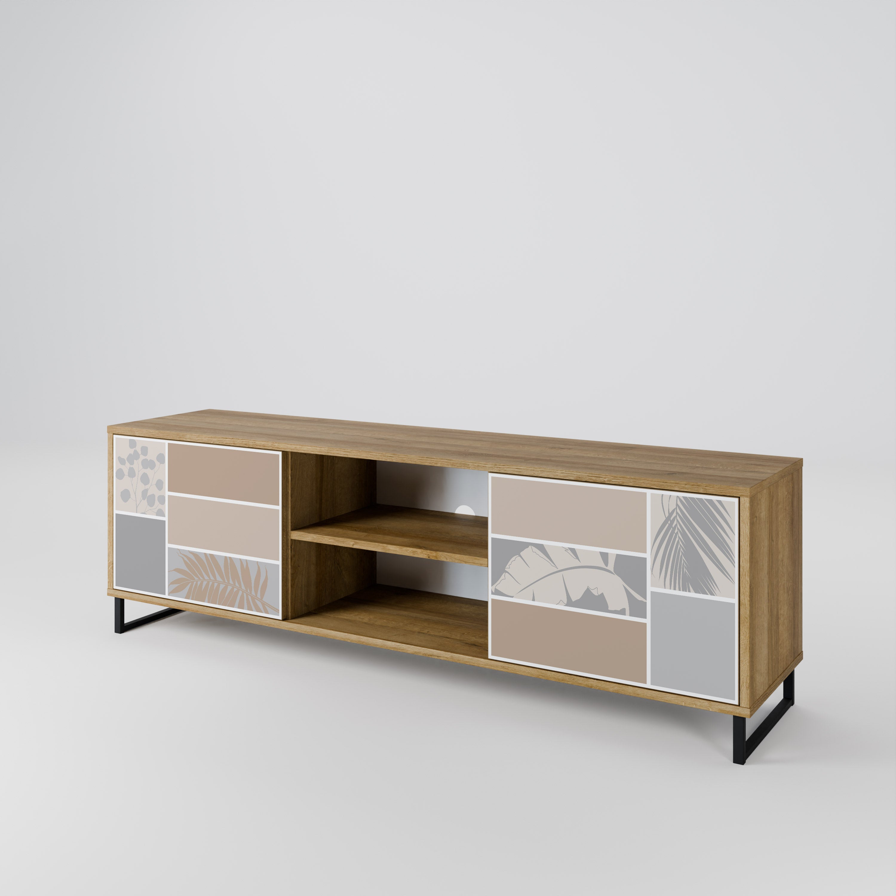 Mueble de TV de 2 puertas TROPICAL SHAPES en efecto roble
