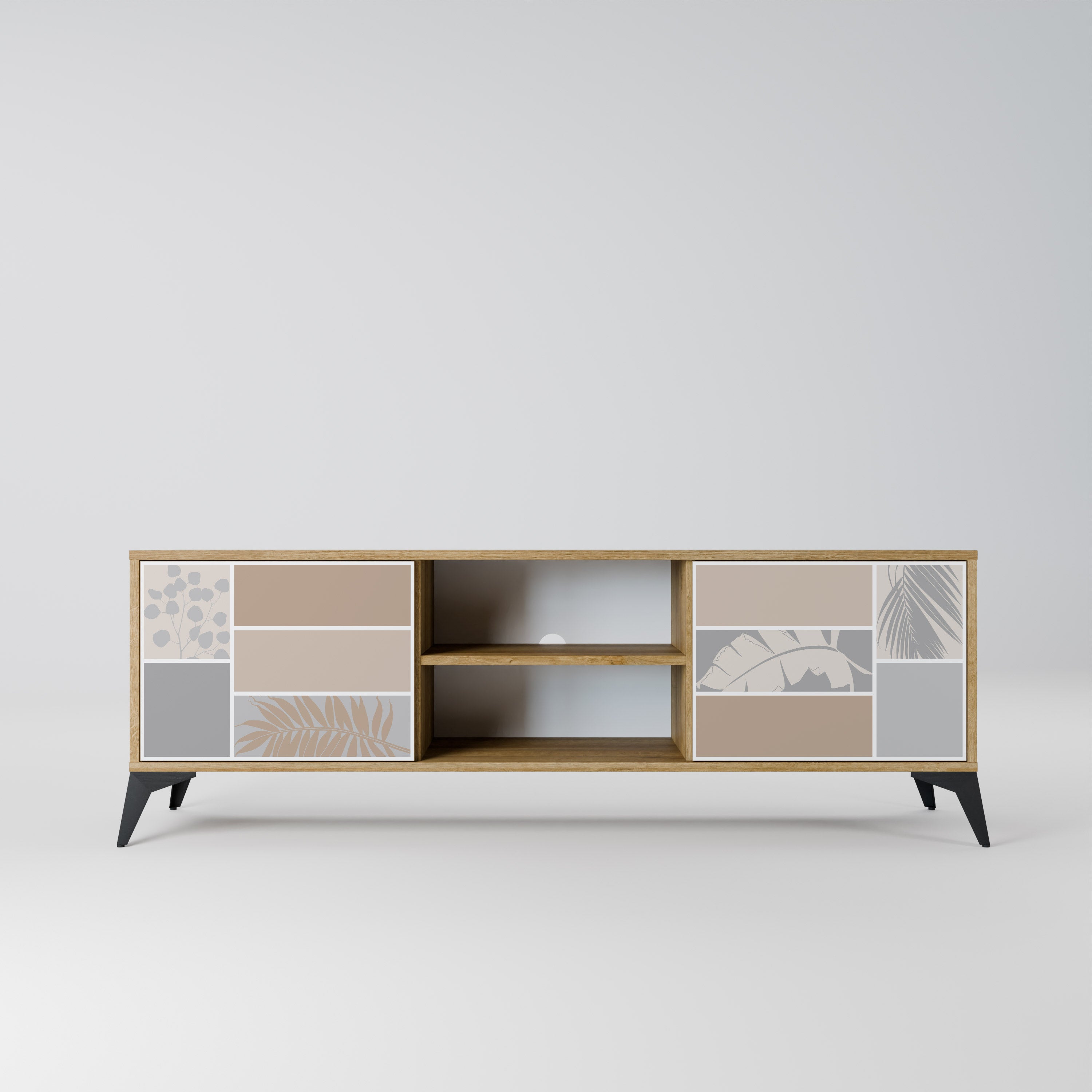 Mueble de TV de 2 puertas TROPICAL SHAPES en efecto roble