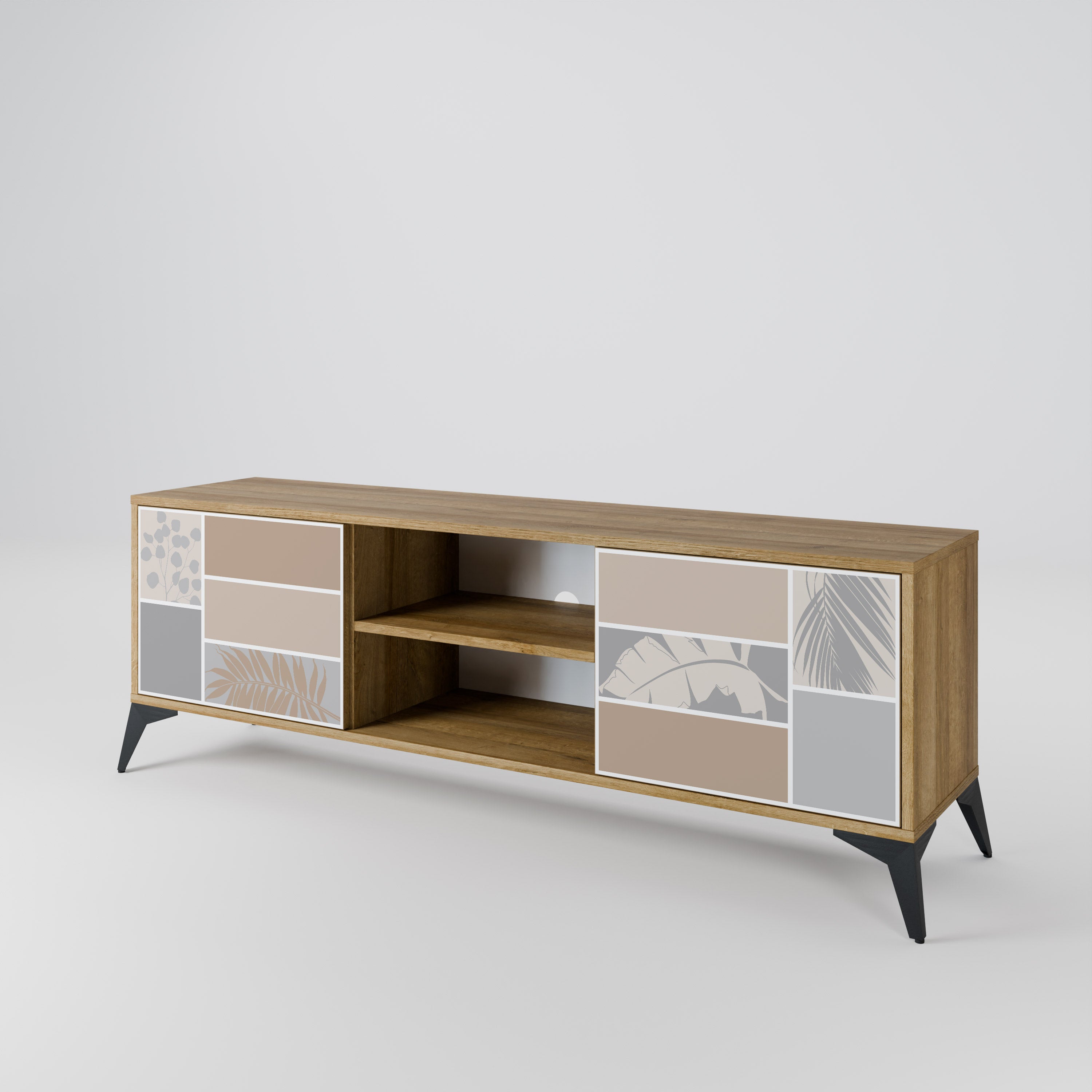 Mueble de TV de 2 puertas TROPICAL SHAPES en efecto roble