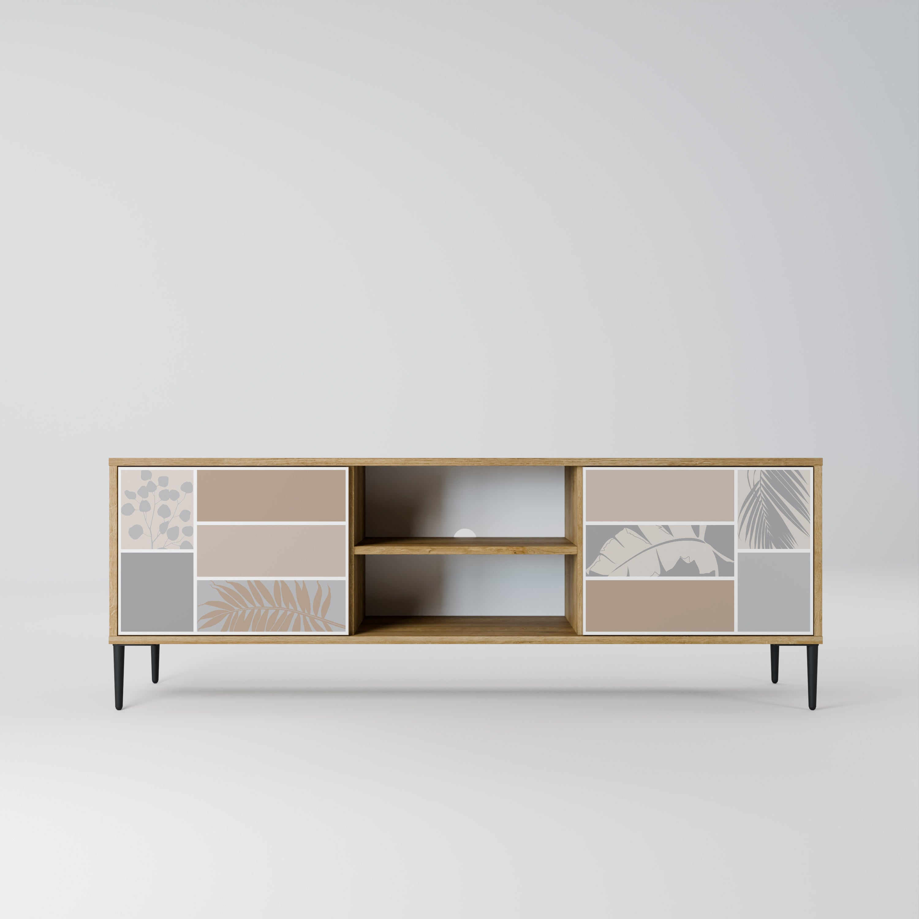 Mueble de TV de 2 puertas TROPICAL SHAPES en efecto roble