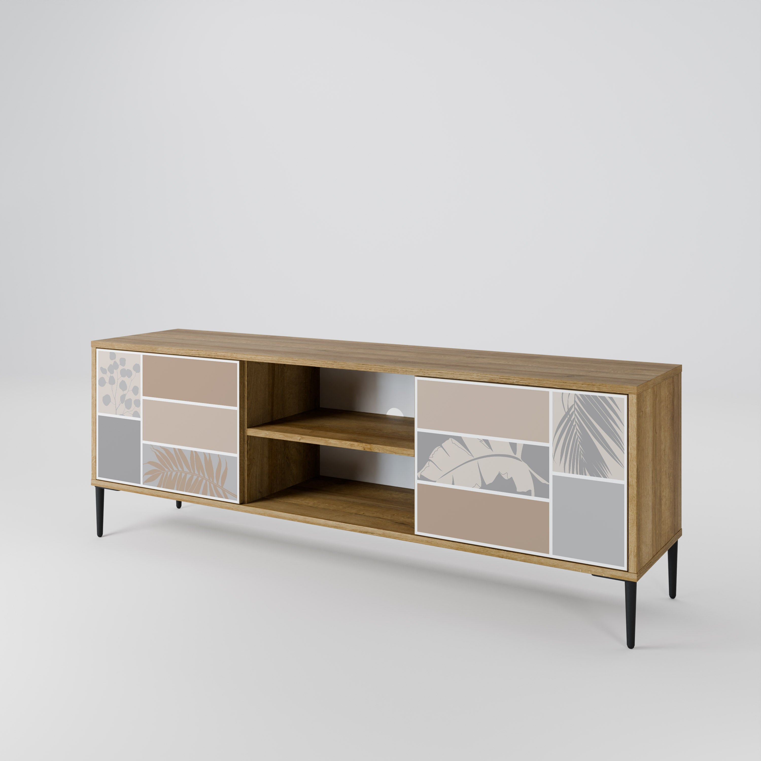 Mueble de TV de 2 puertas TROPICAL SHAPES en efecto roble