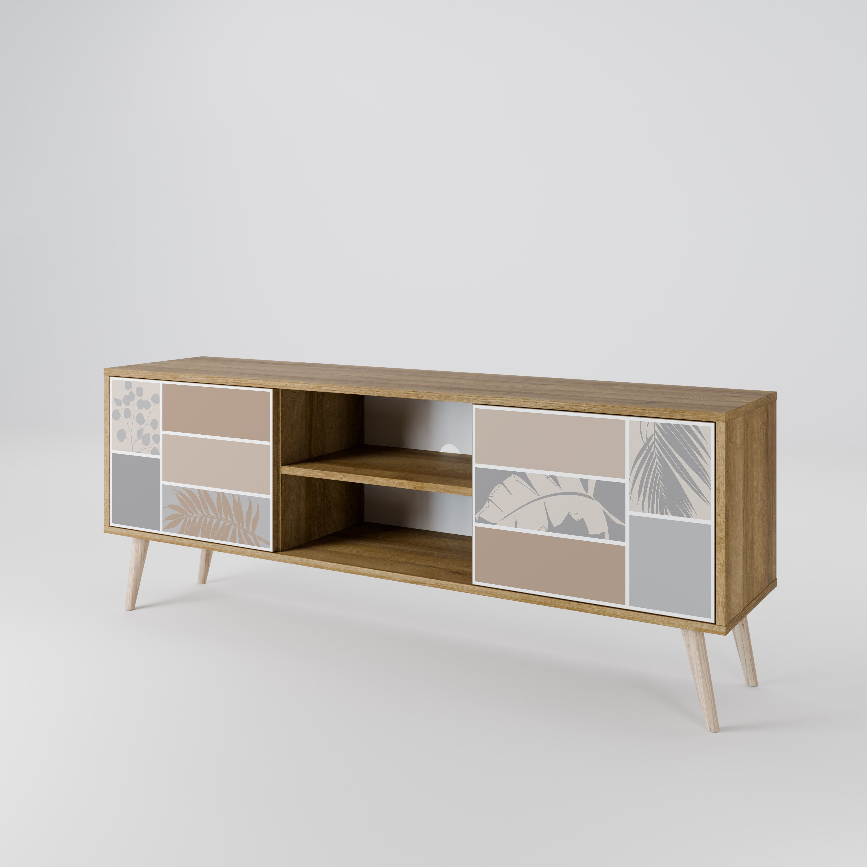 Mueble de TV de 2 puertas TROPICAL SHAPES en efecto roble
