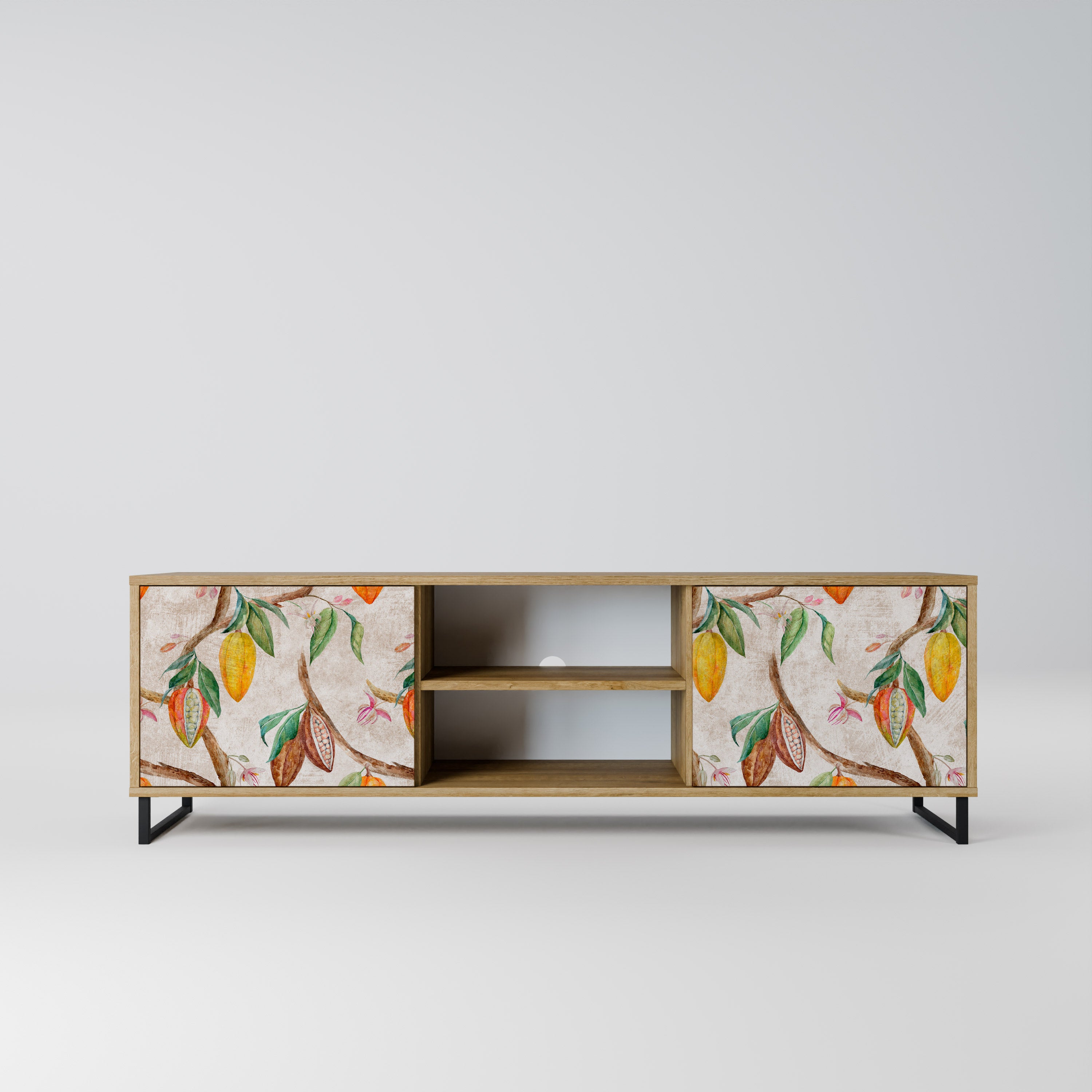 Mueble de TV de 2 puertas COCOA FRUITS con efecto roble