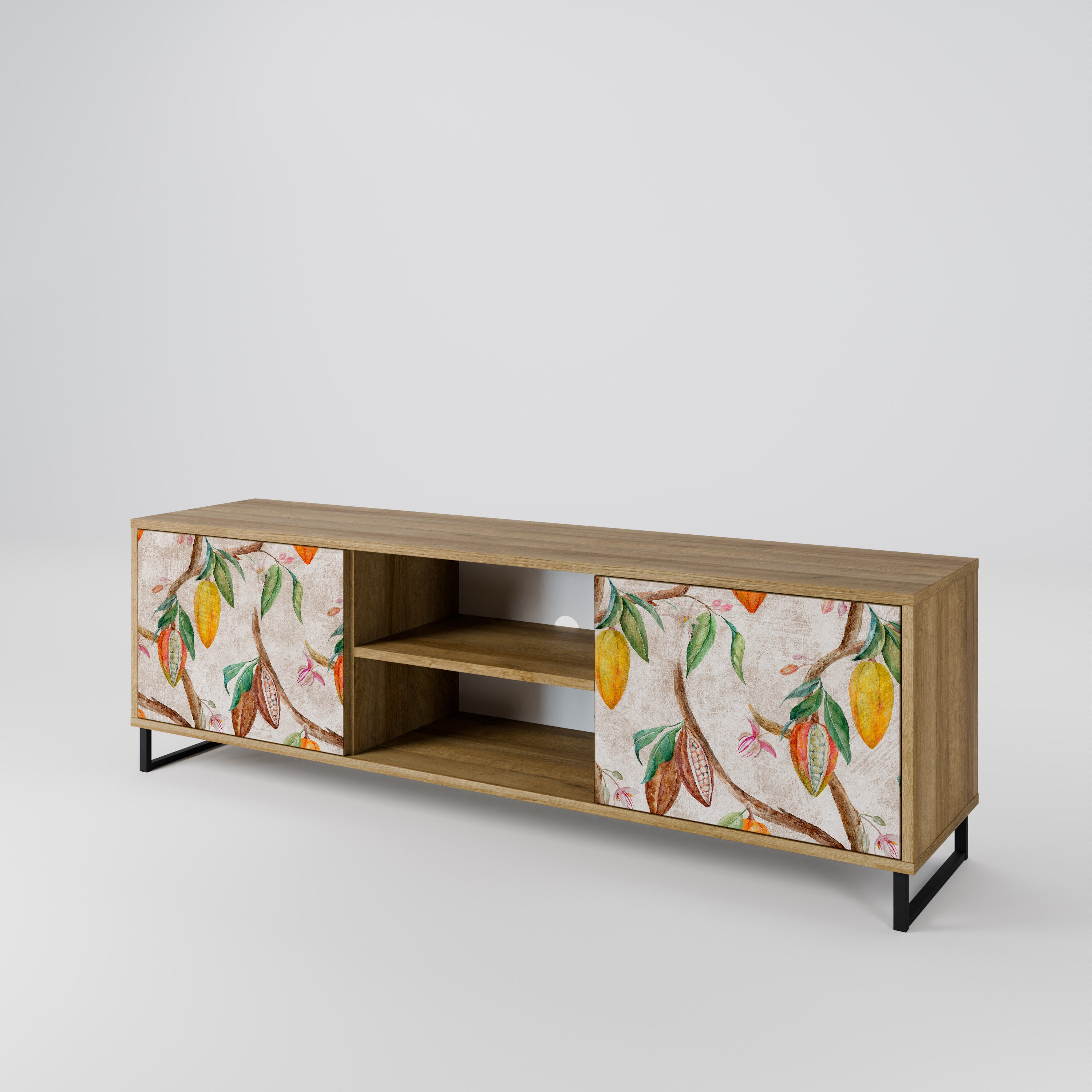 Mueble de TV de 2 puertas COCOA FRUITS con efecto roble