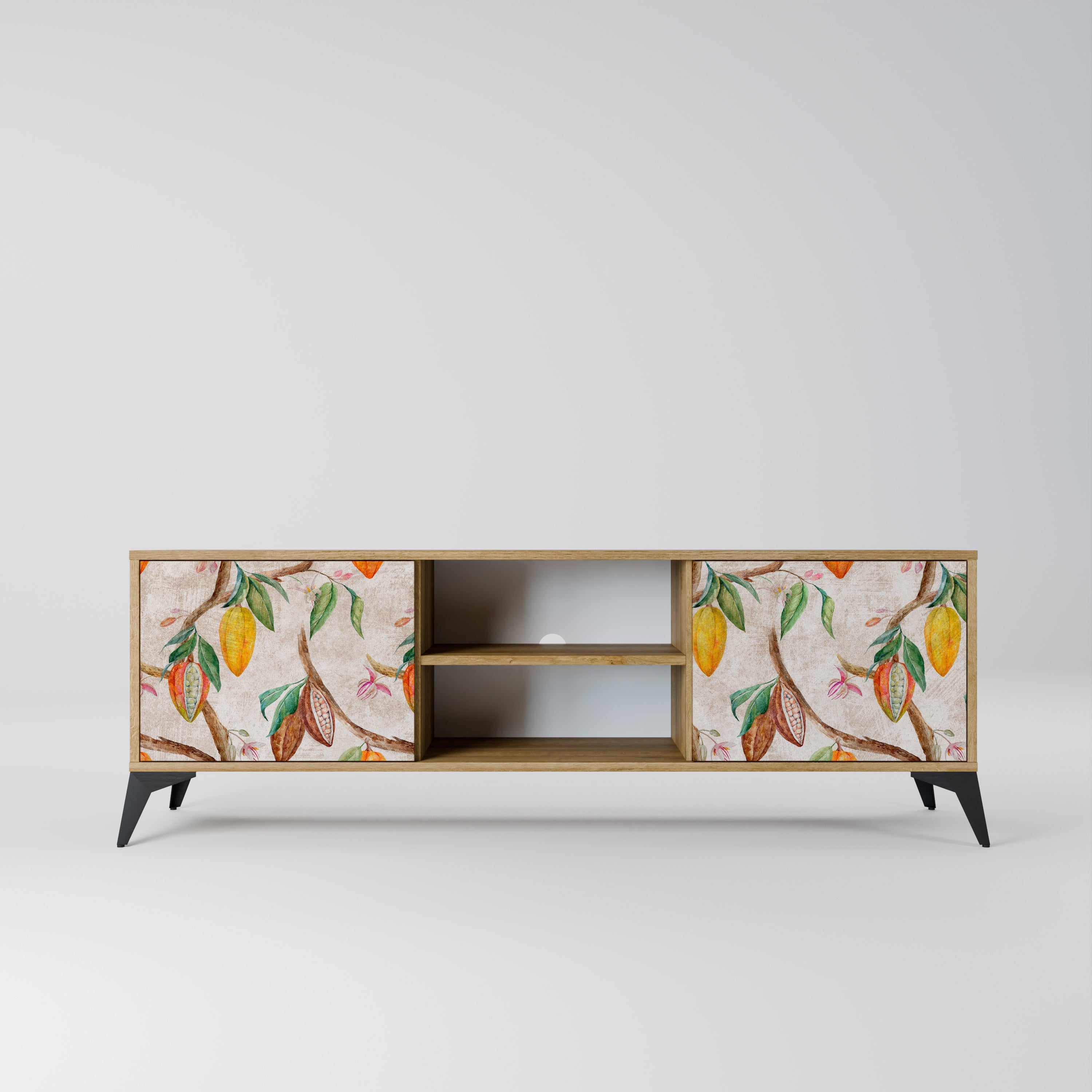 Mueble de TV de 2 puertas COCOA FRUITS con efecto roble