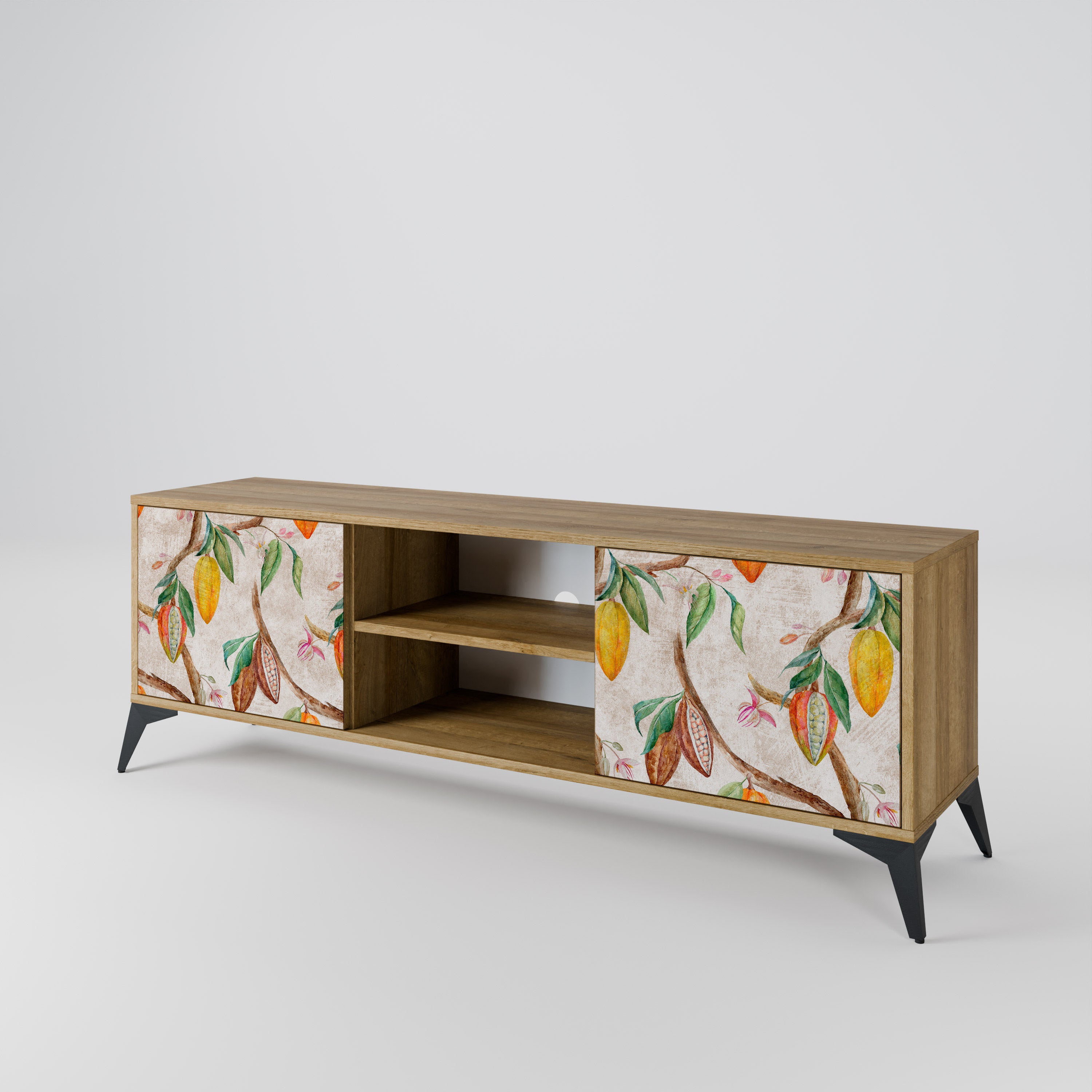 Mueble de TV de 2 puertas COCOA FRUITS con efecto roble