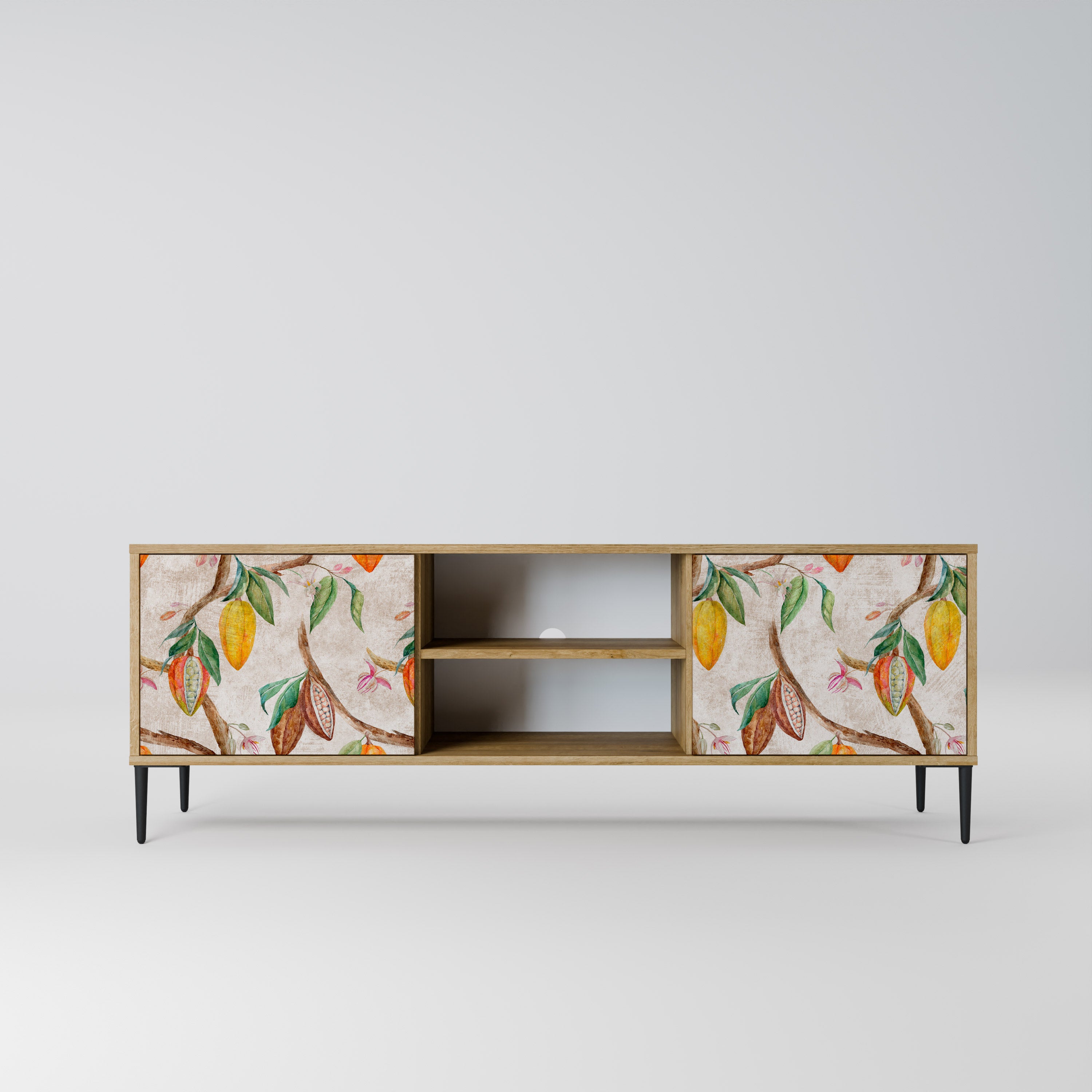 Mueble de TV de 2 puertas COCOA FRUITS con efecto roble