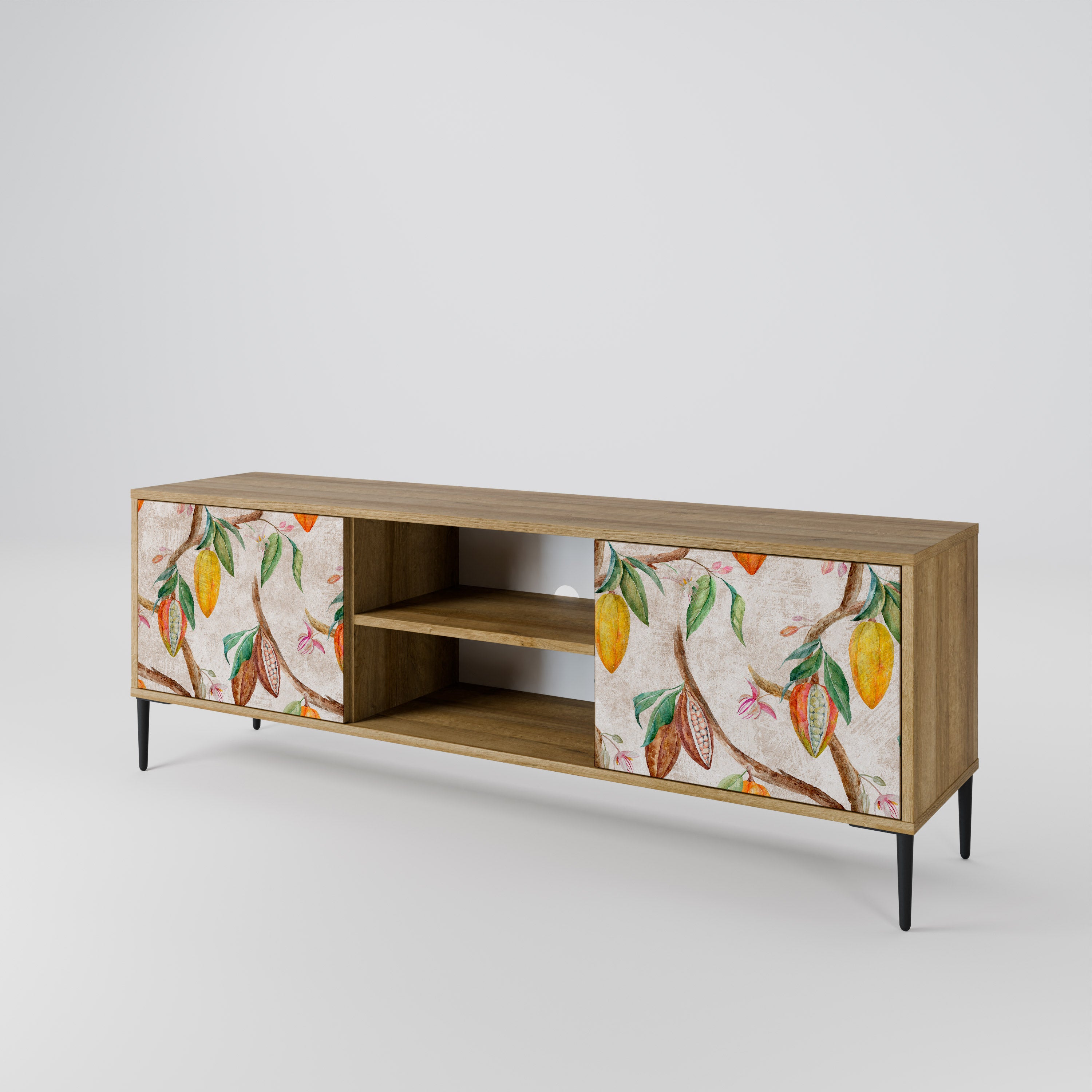 Mueble de TV de 2 puertas COCOA FRUITS con efecto roble