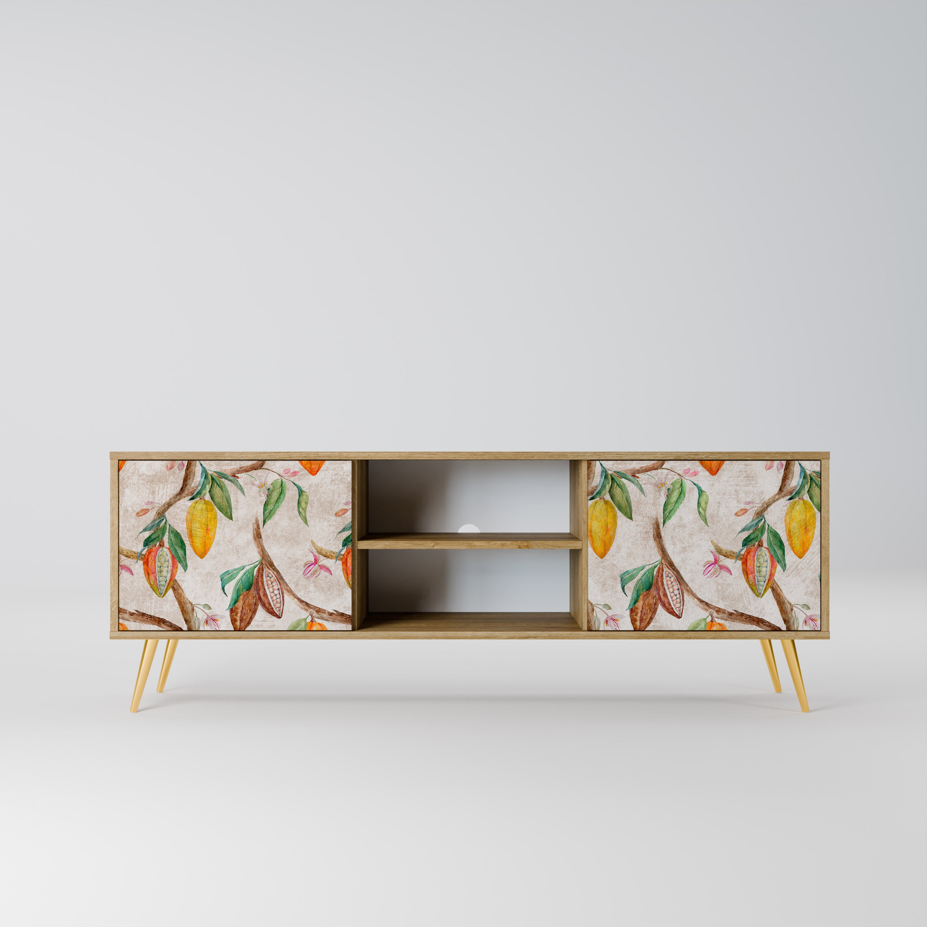 Mueble de TV de 2 puertas COCOA FRUITS con efecto roble