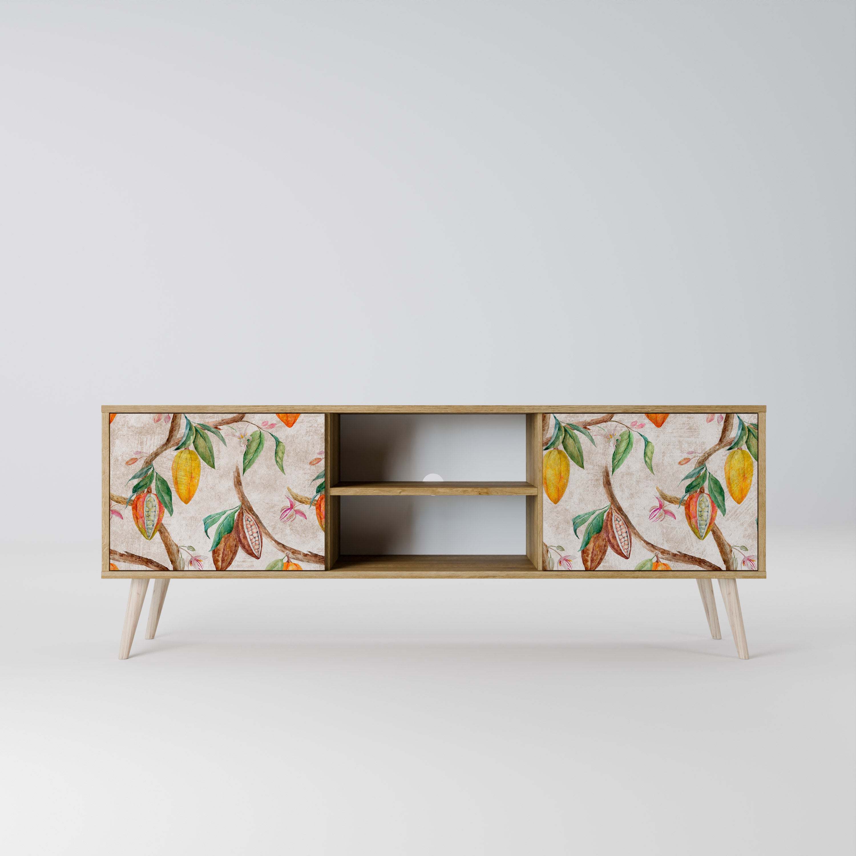 Mueble de TV de 2 puertas COCOA FRUITS con efecto roble