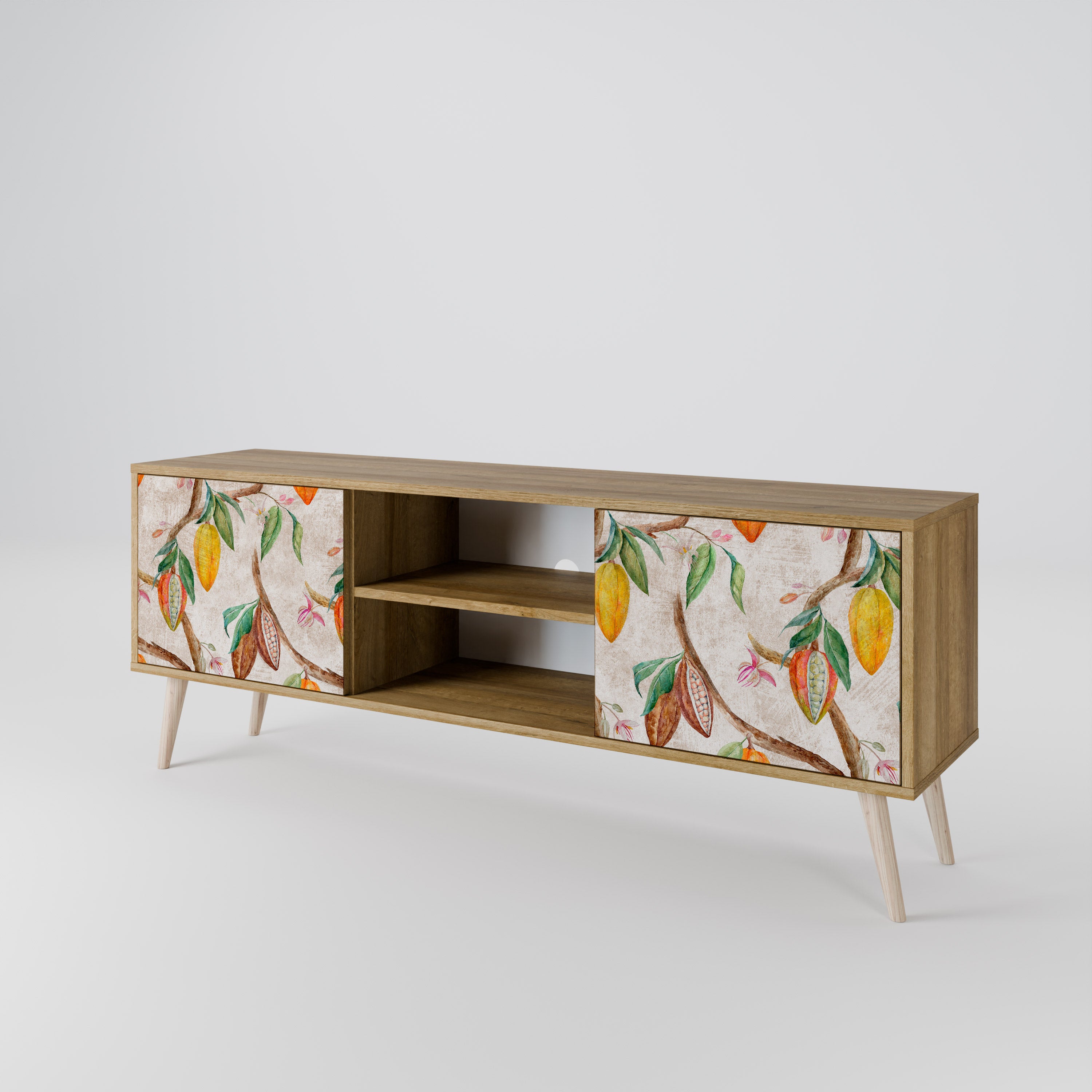 Mueble de TV de 2 puertas COCOA FRUITS con efecto roble