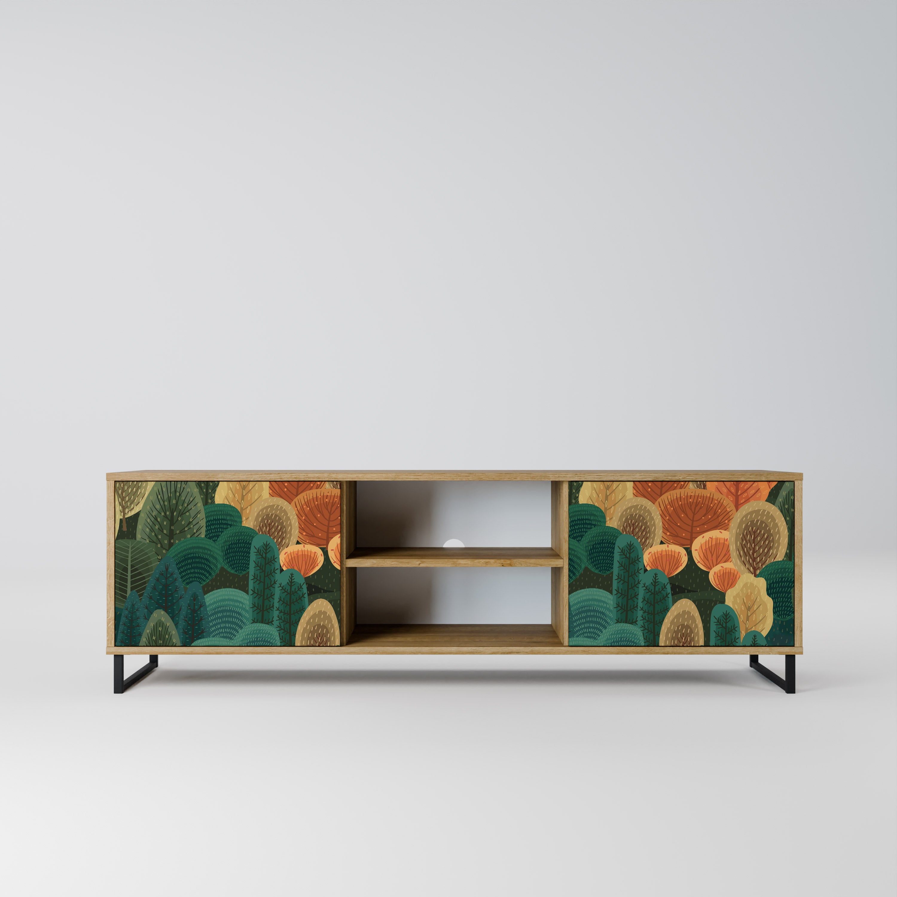 Mueble de TV de 2 puertas AUTUMN KALEIDOSCOPE con efecto roble
