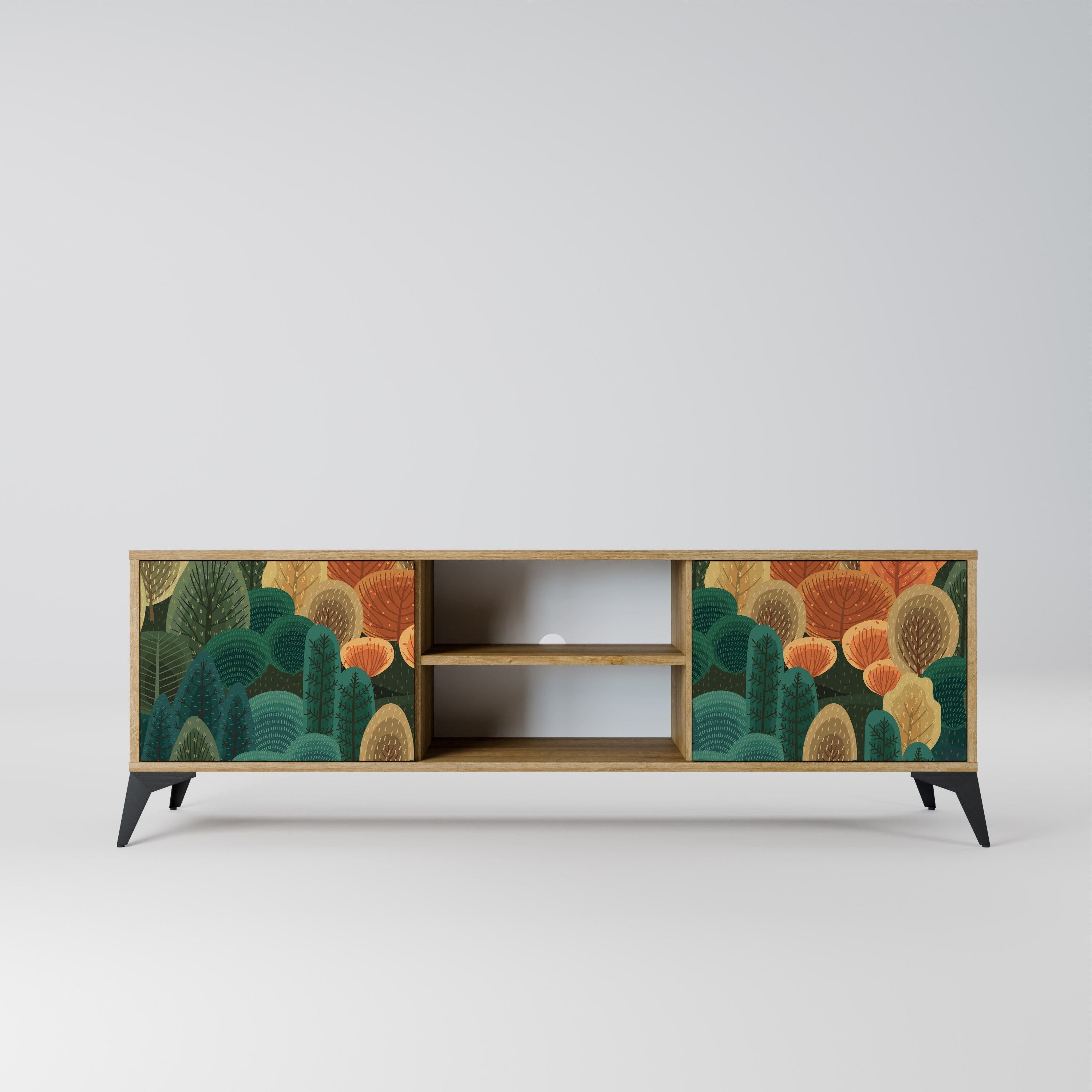 Mueble de TV de 2 puertas AUTUMN KALEIDOSCOPE con efecto roble