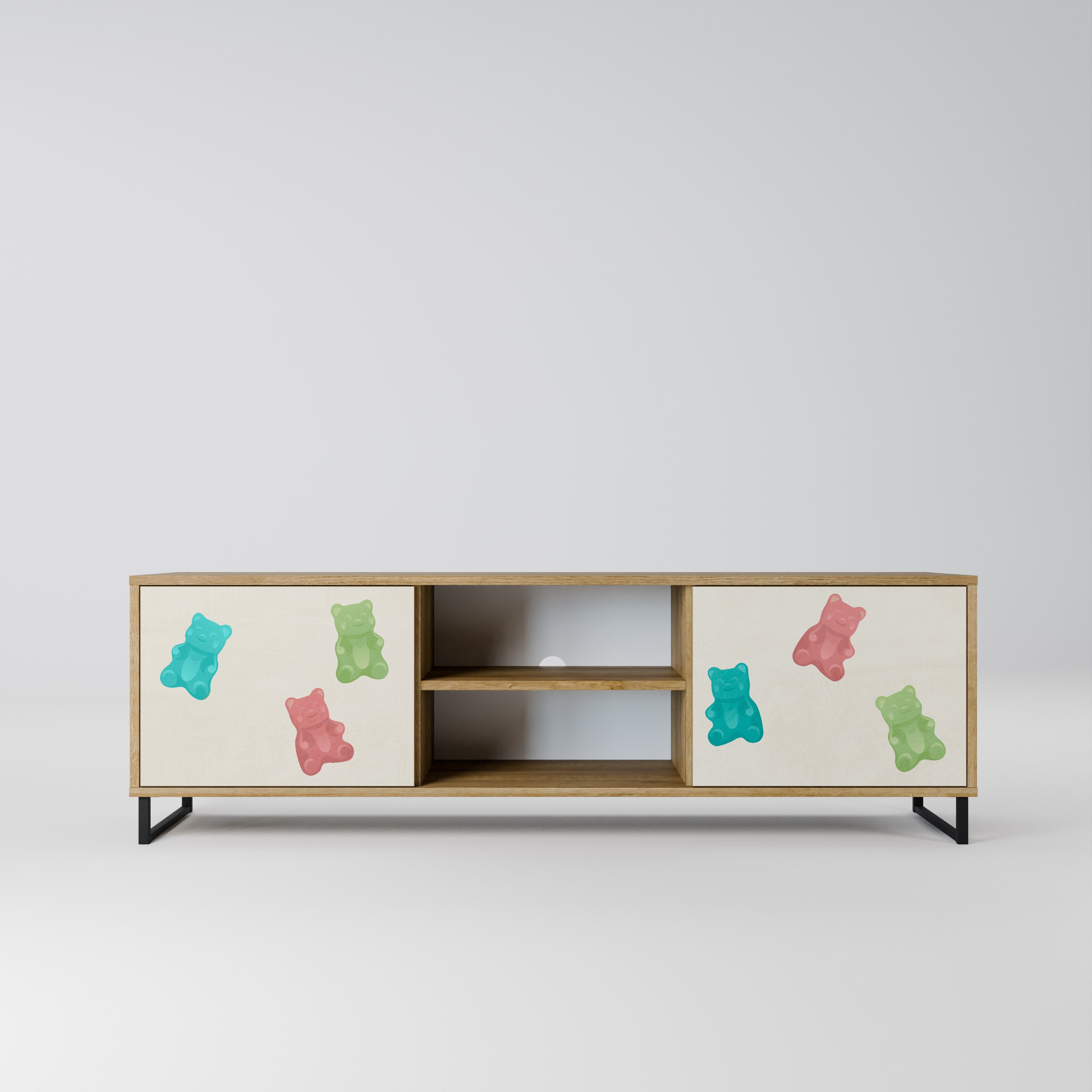 Mueble de TV de 2 puertas GUMMY BEARS con efecto roble
