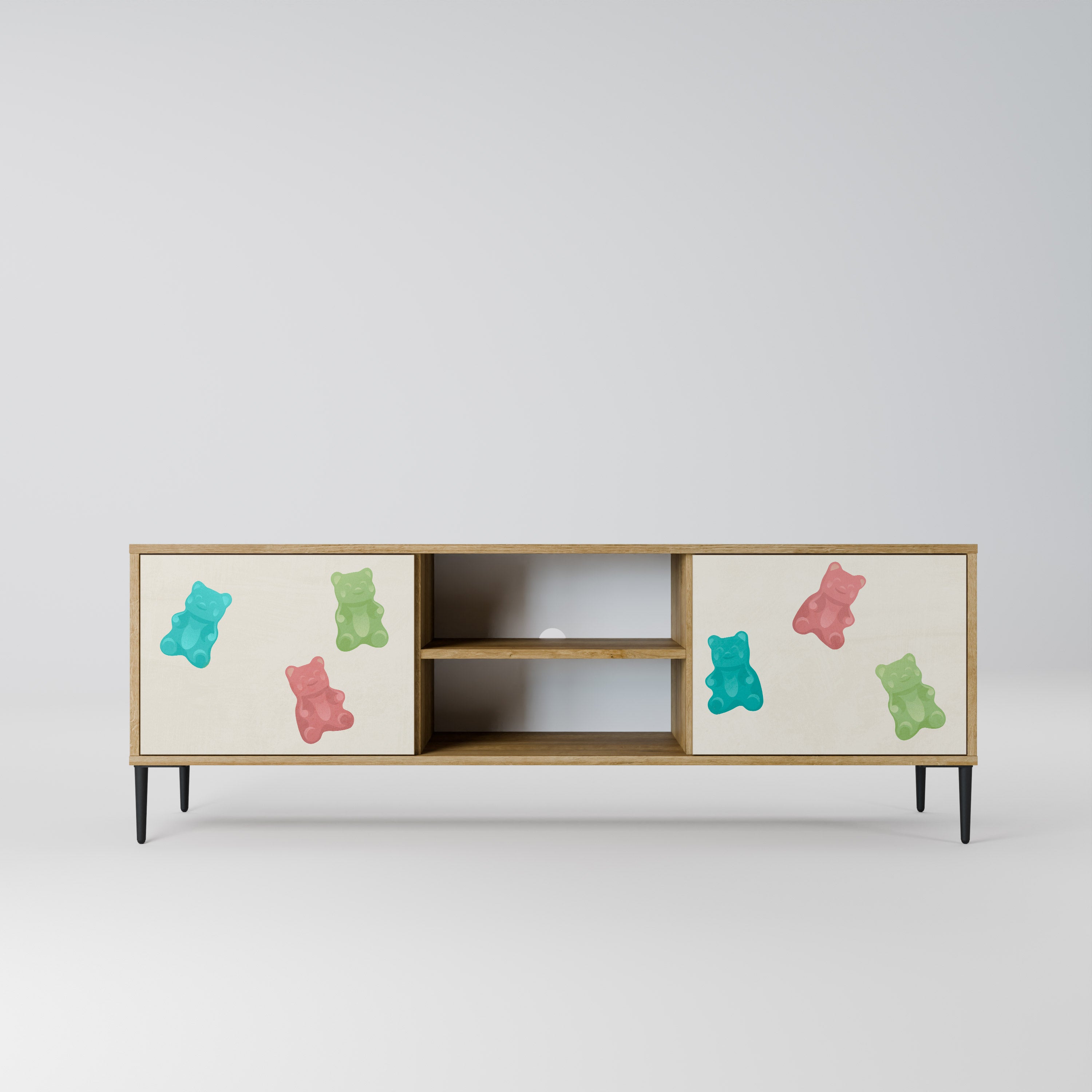 Mueble de TV de 2 puertas GUMMY BEARS con efecto roble