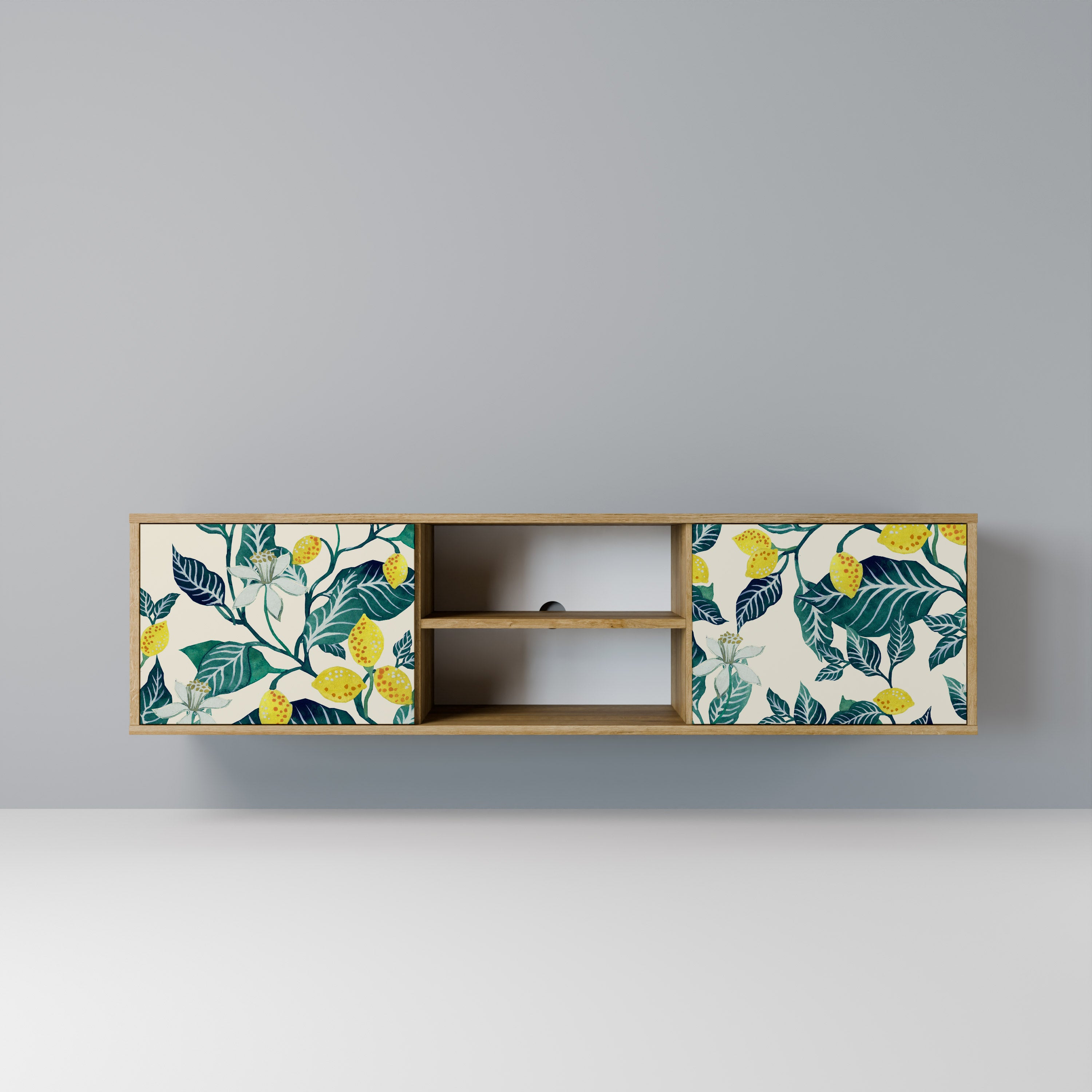 Mueble de TV de 2 puertas LEMON TREE con efecto roble