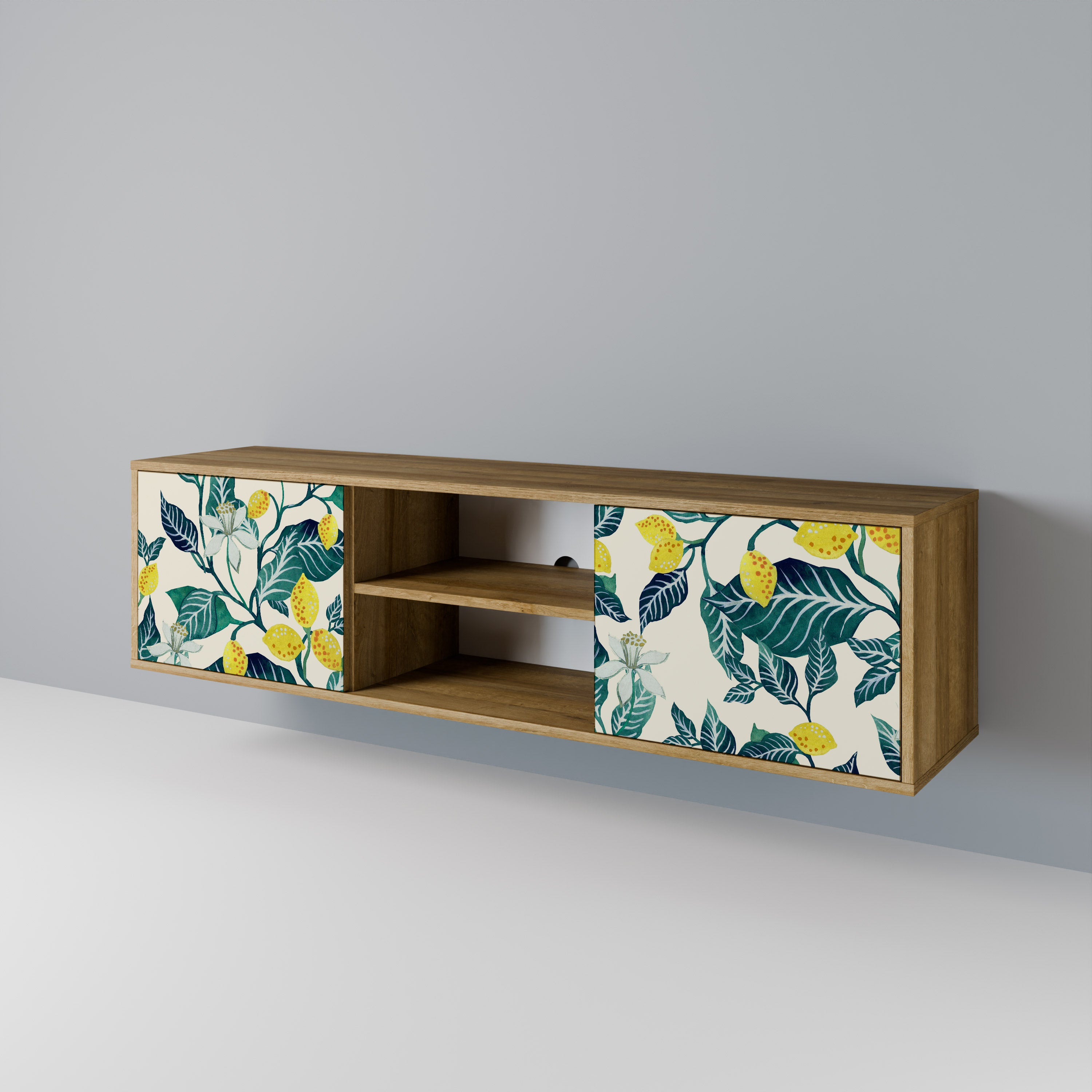 Mueble de TV de 2 puertas LEMON TREE con efecto roble