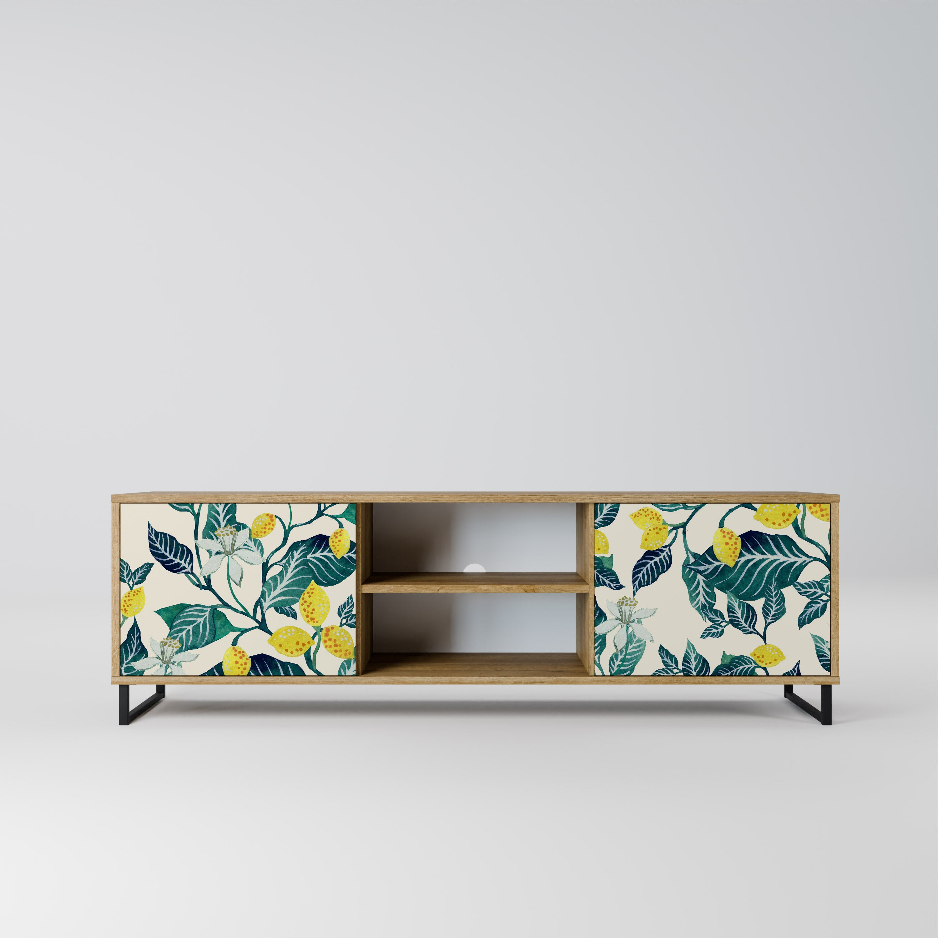 Mueble de TV de 2 puertas LEMON TREE con efecto roble