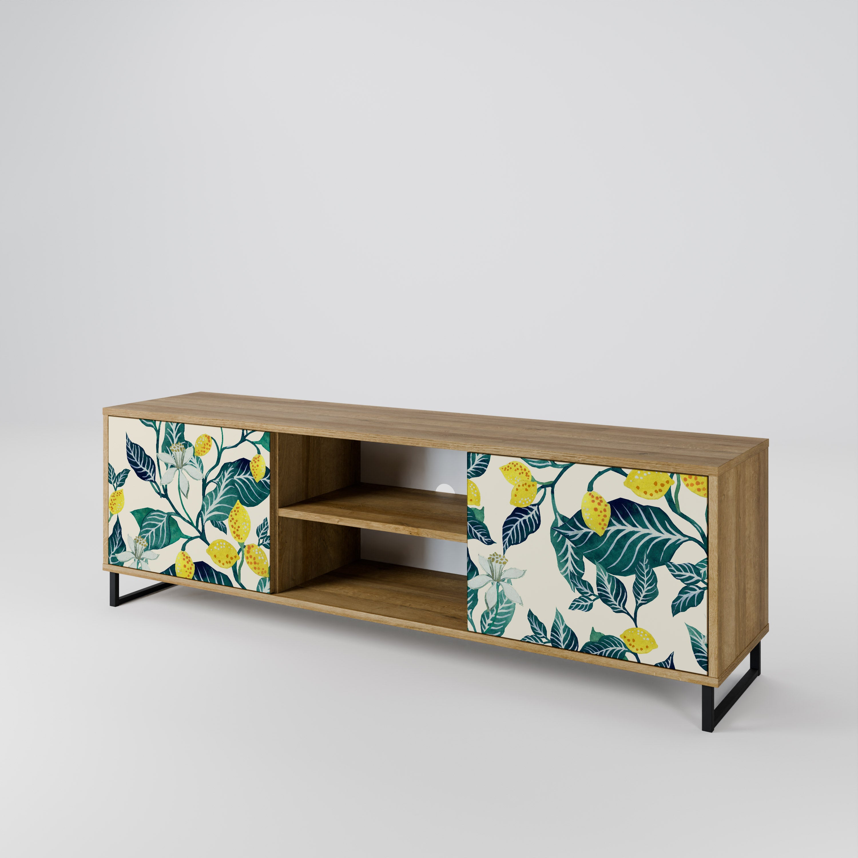 Mueble de TV de 2 puertas LEMON TREE con efecto roble