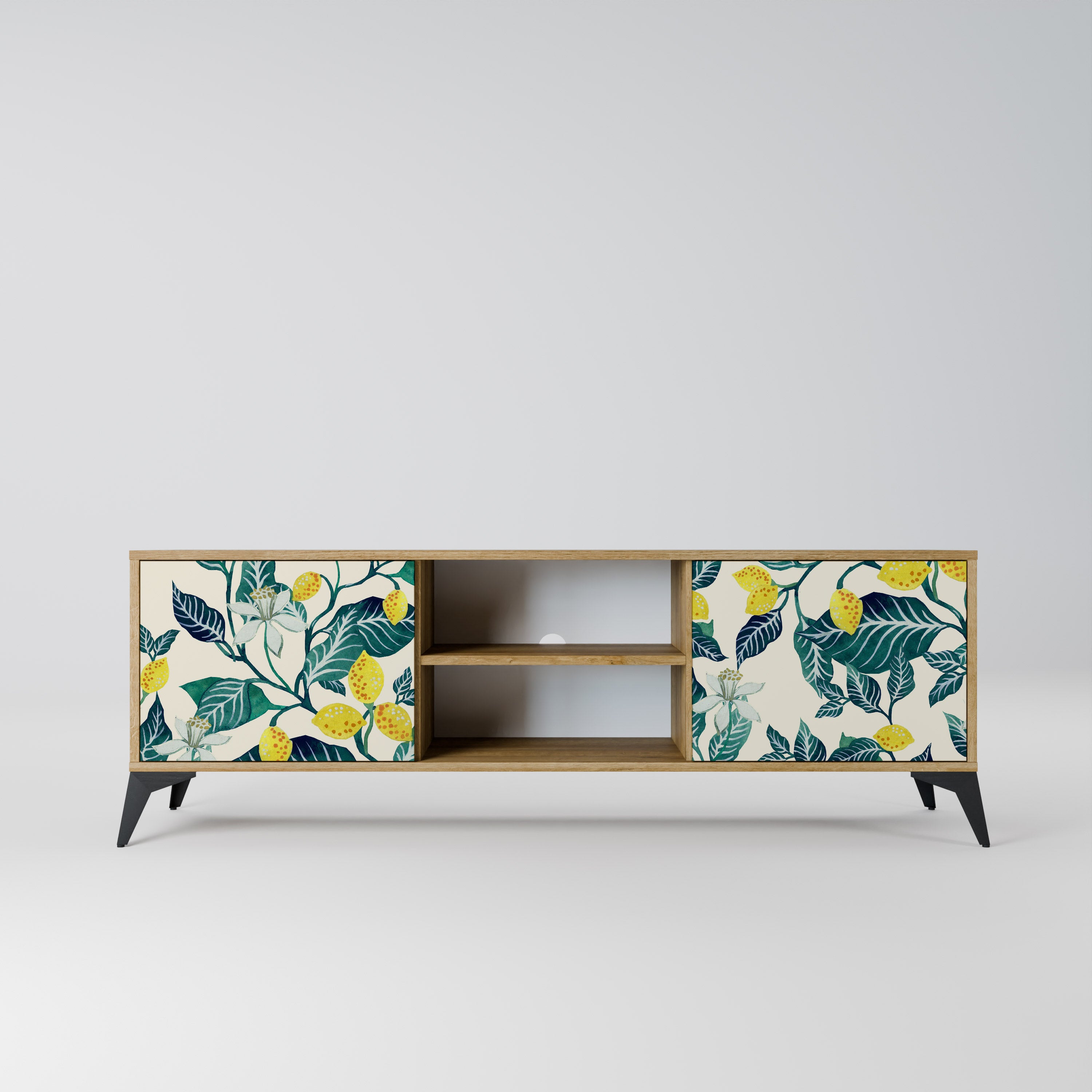 Mueble de TV de 2 puertas LEMON TREE con efecto roble