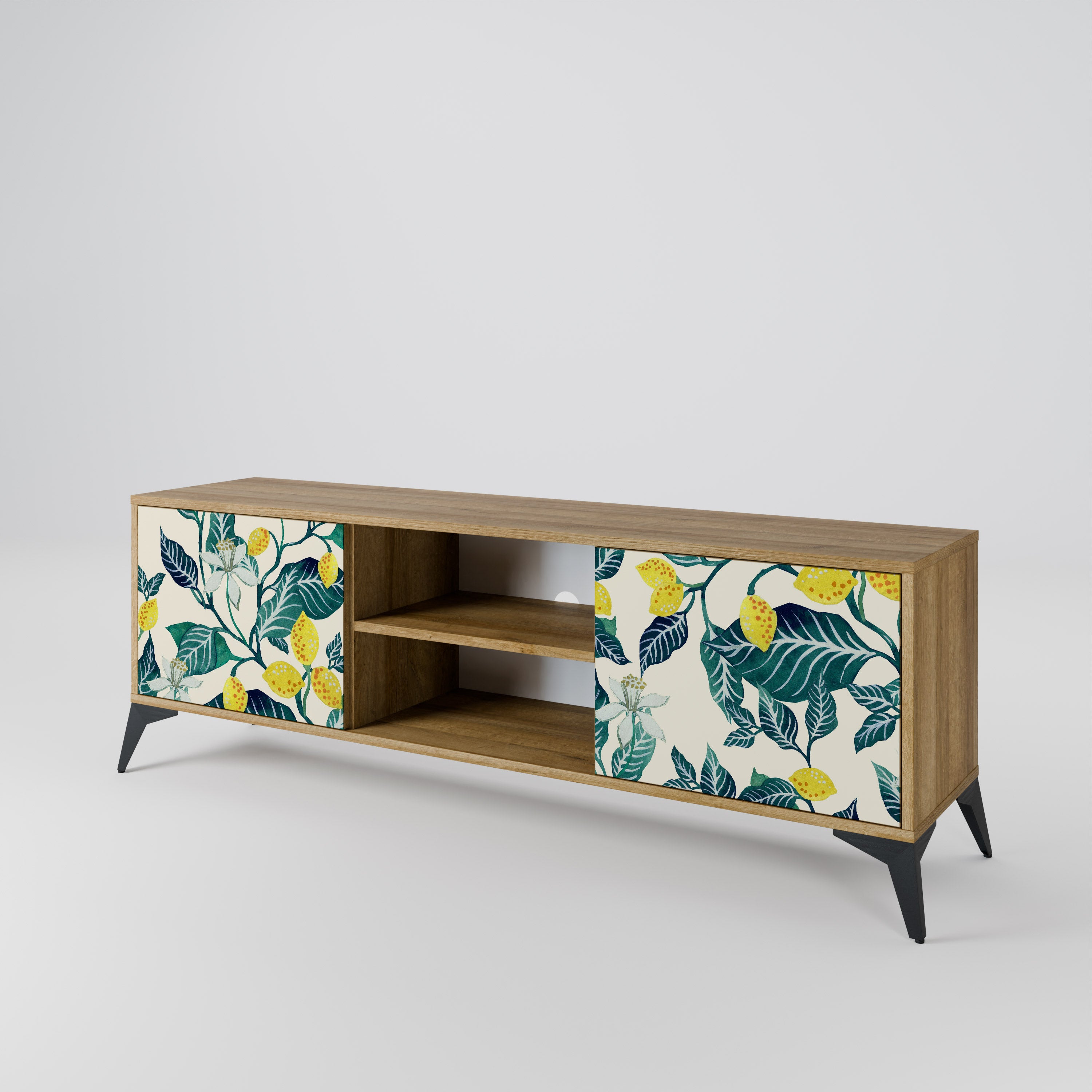 Mueble de TV de 2 puertas LEMON TREE con efecto roble