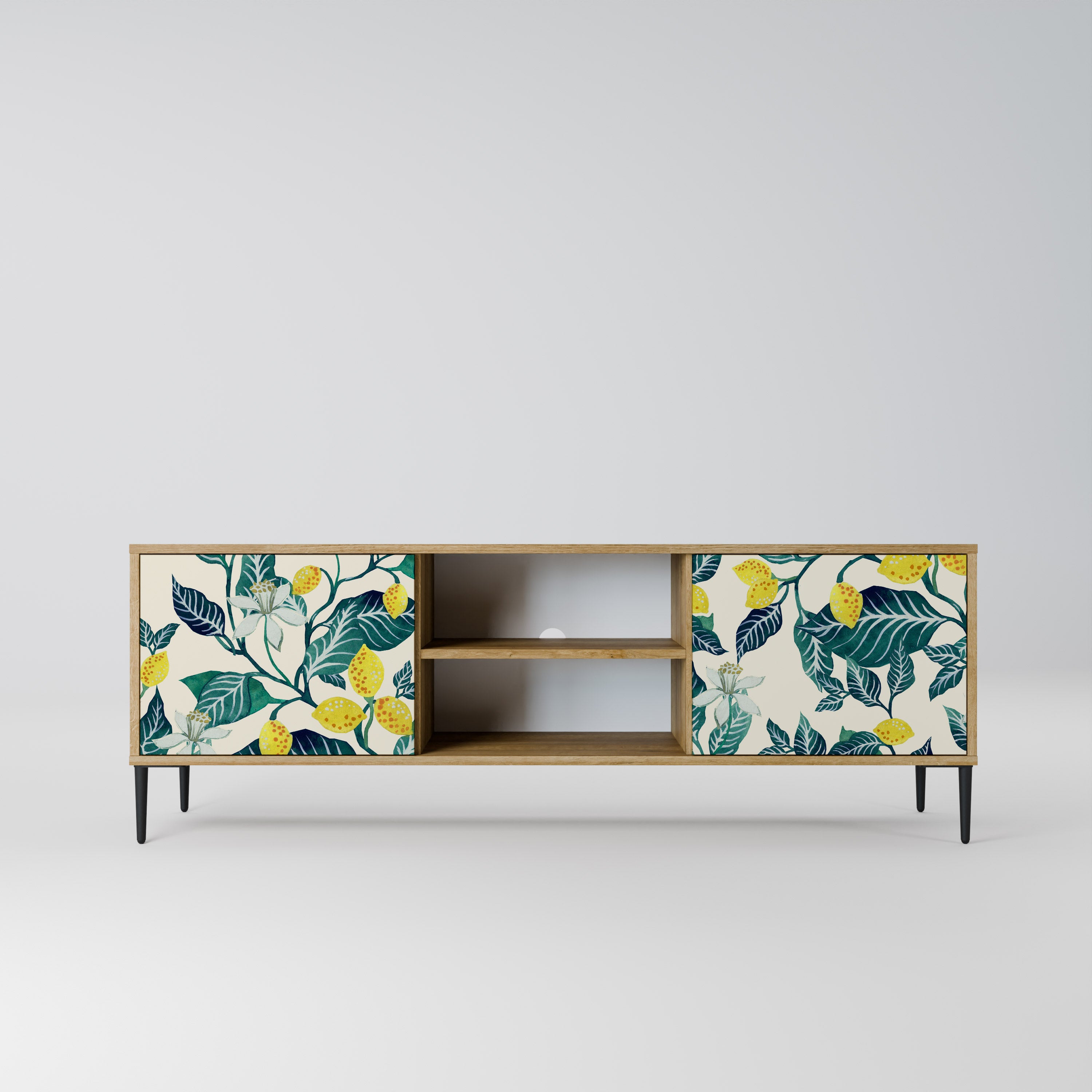 Mueble de TV de 2 puertas LEMON TREE con efecto roble