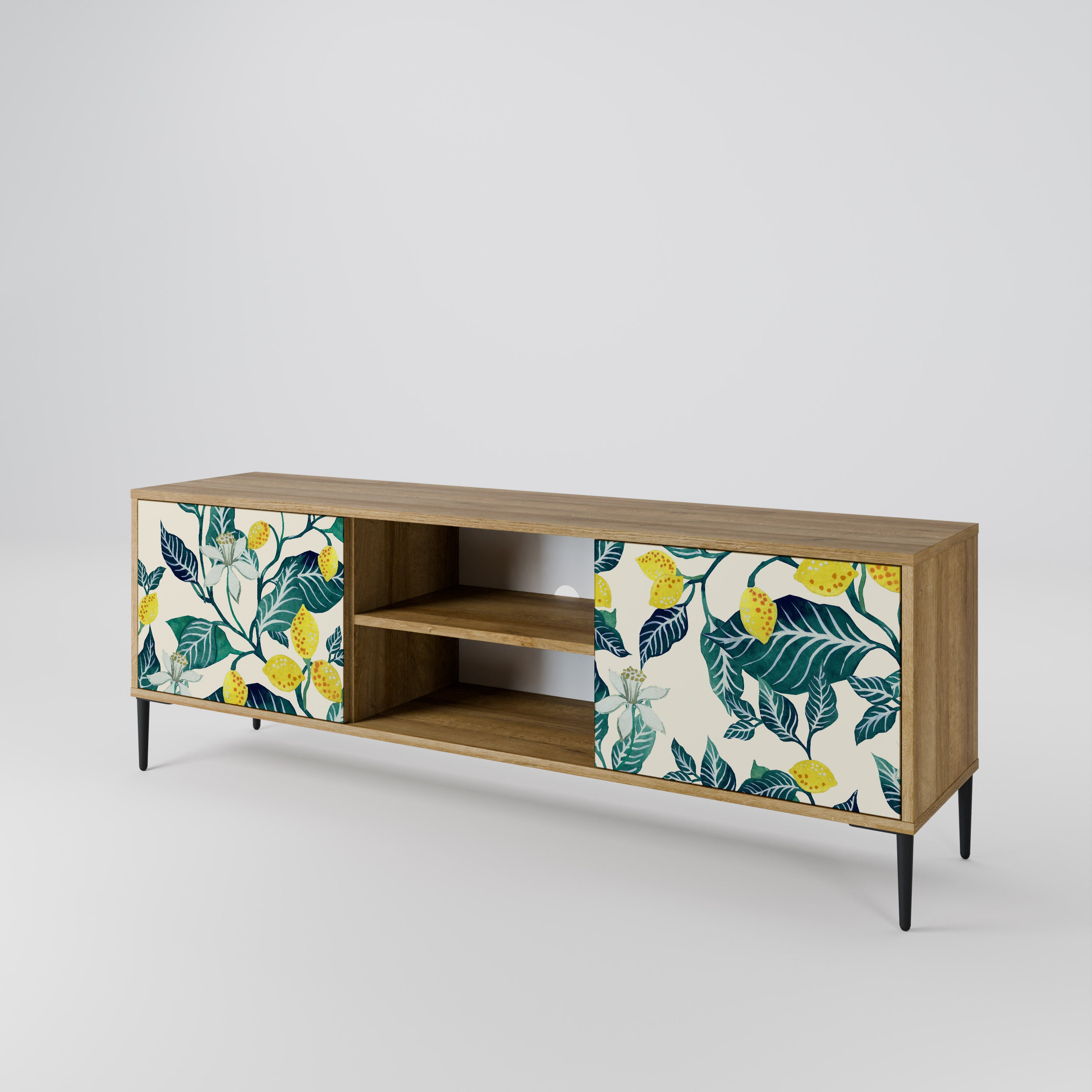 Mueble de TV de 2 puertas LEMON TREE con efecto roble