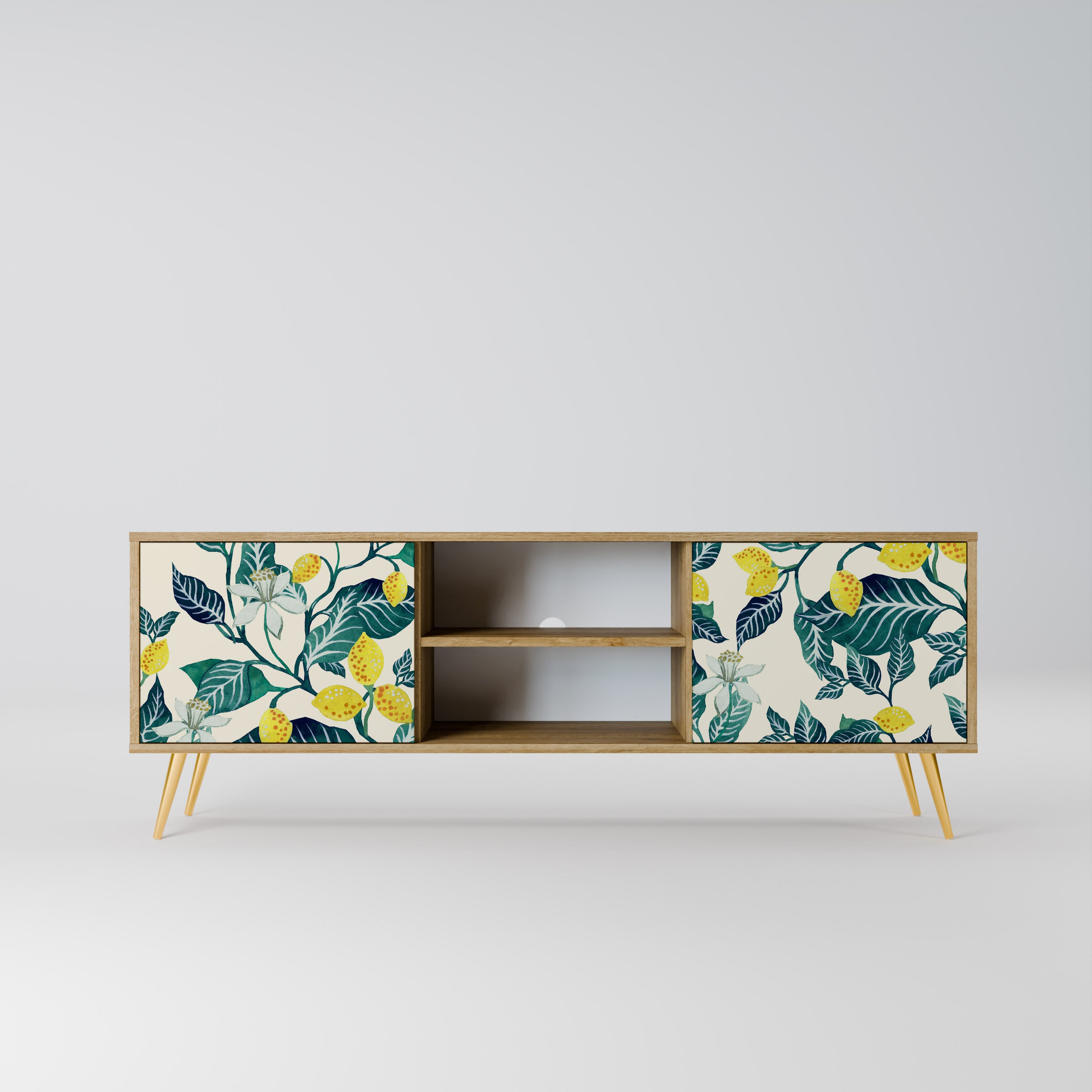 Mueble de TV de 2 puertas LEMON TREE con efecto roble