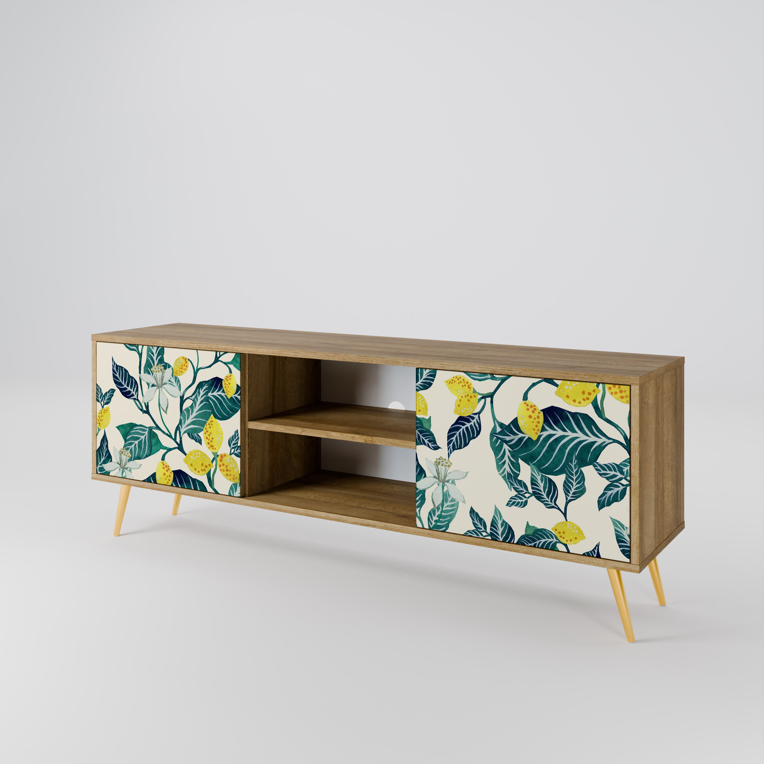 Mueble de TV de 2 puertas LEMON TREE con efecto roble
