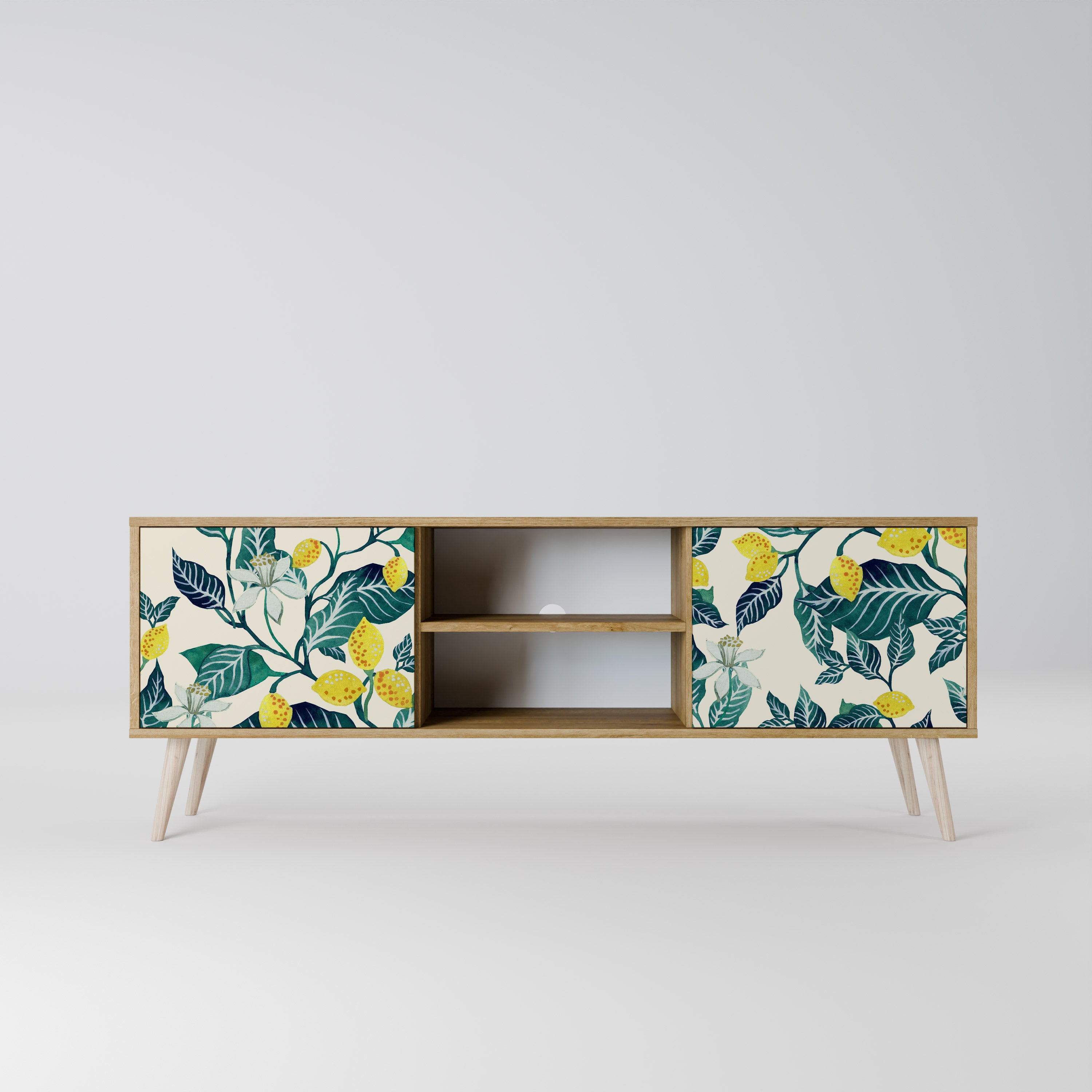 Mueble de TV de 2 puertas LEMON TREE con efecto roble