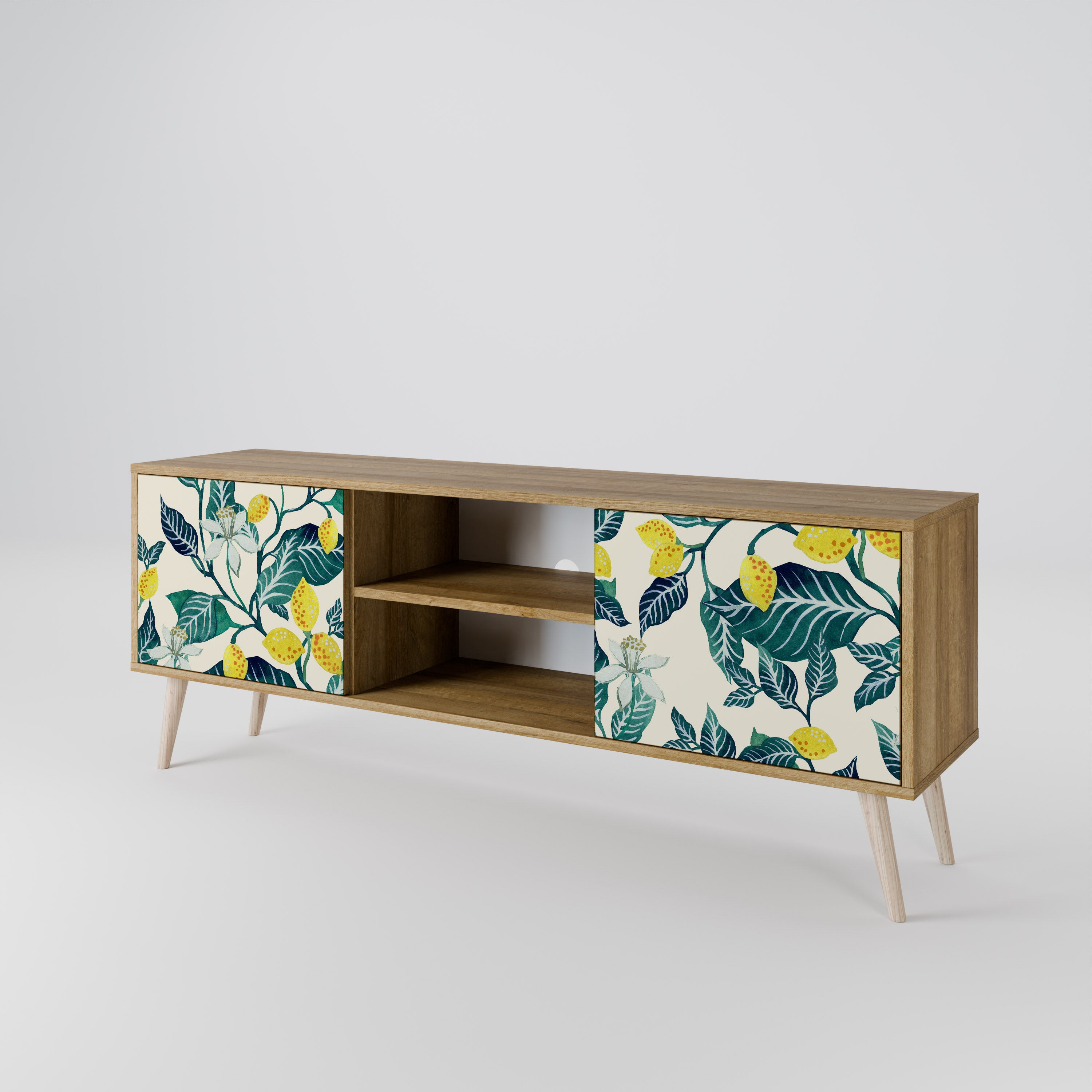 Mueble de TV de 2 puertas LEMON TREE con efecto roble