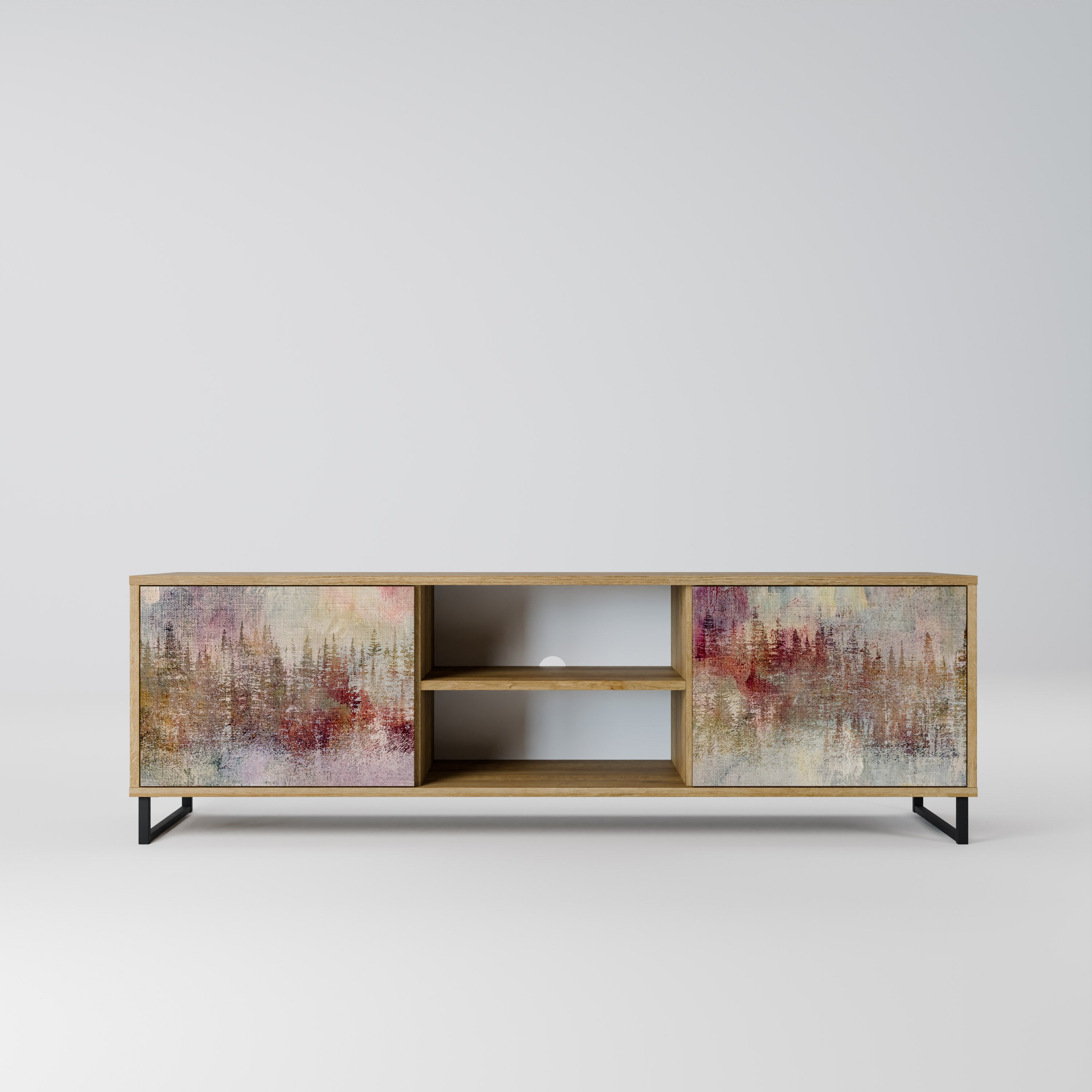 Mueble de TV de 2 puertas VEILED SUMMIT con efecto roble