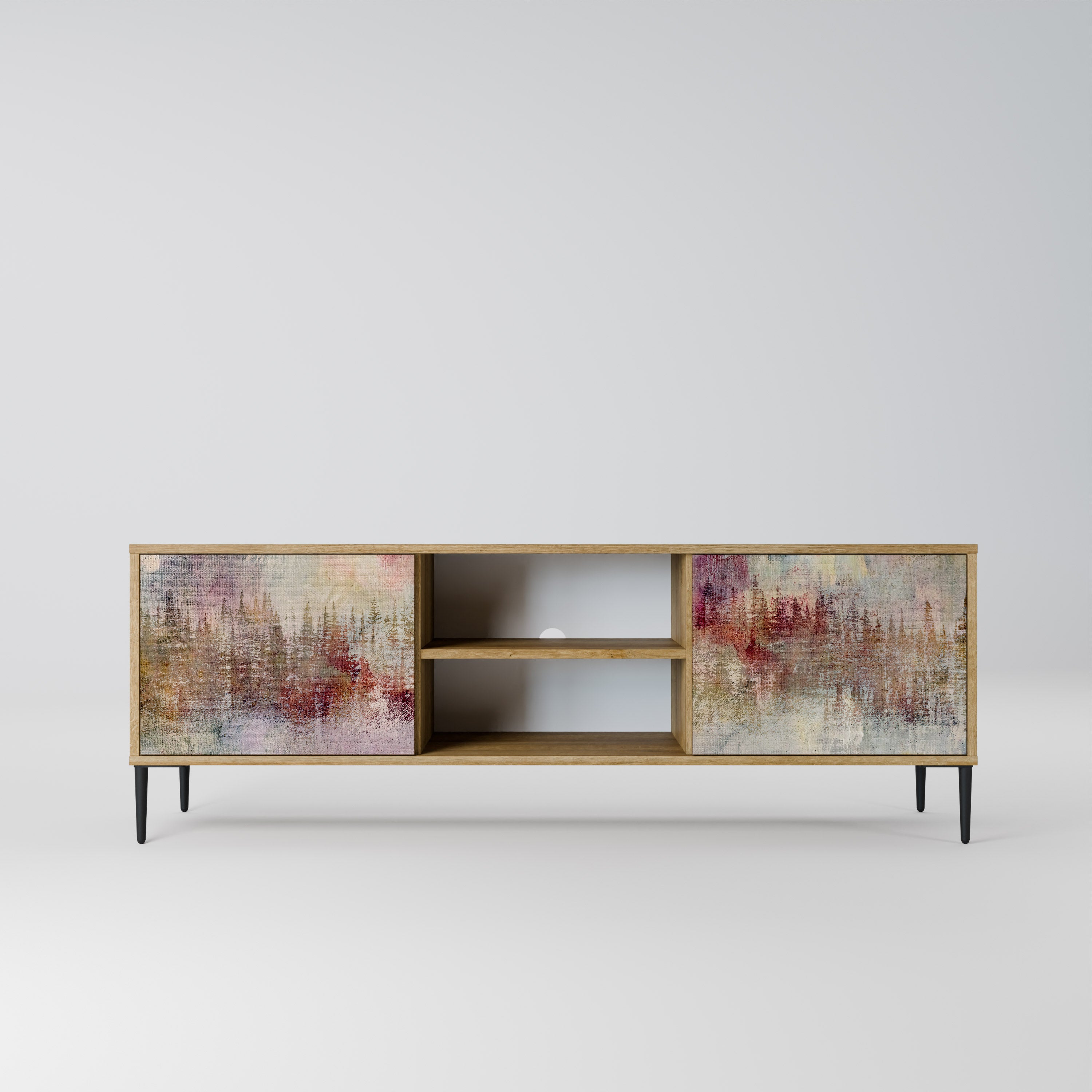 Mueble de TV de 2 puertas VEILED SUMMIT con efecto roble