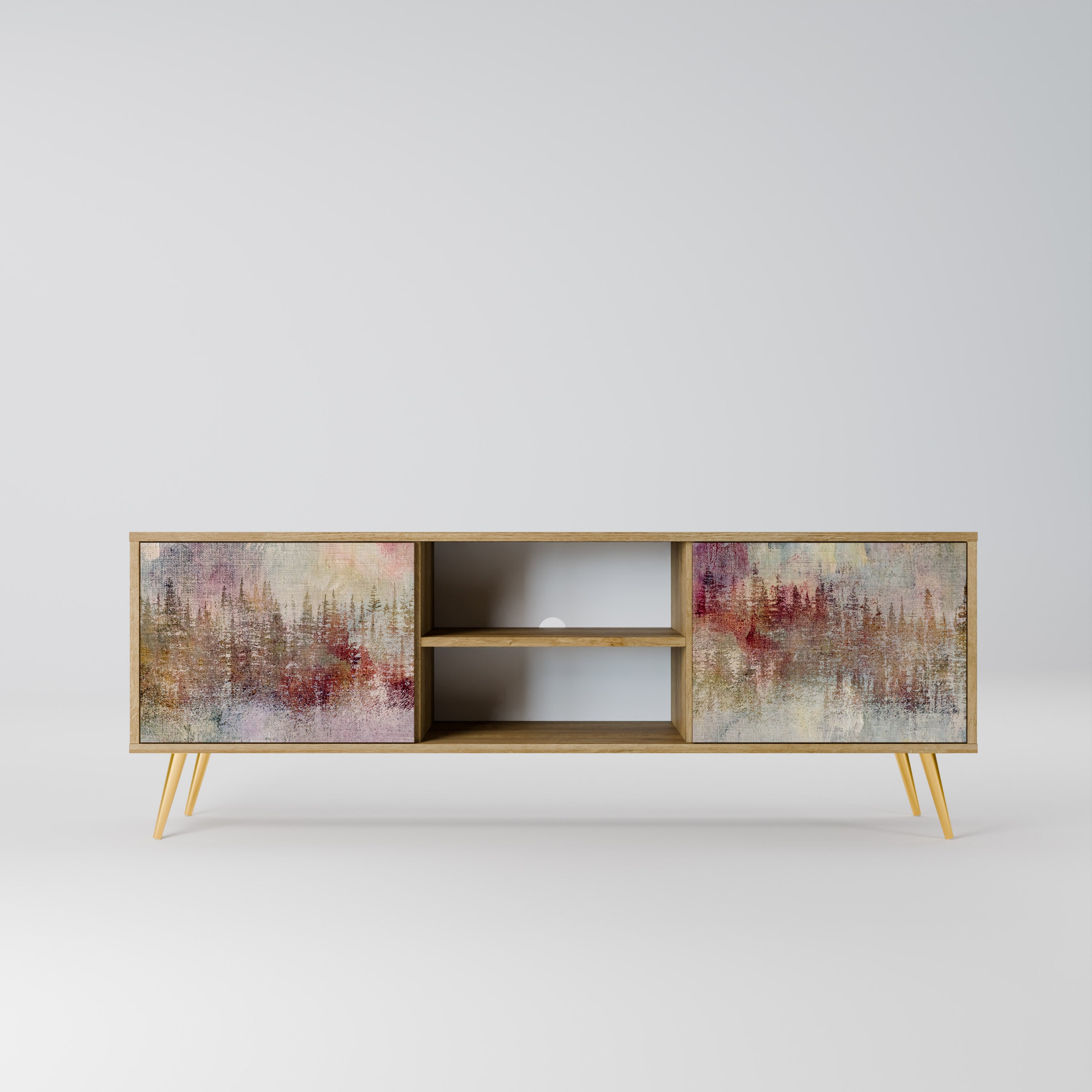 Mueble de TV de 2 puertas VEILED SUMMIT con efecto roble