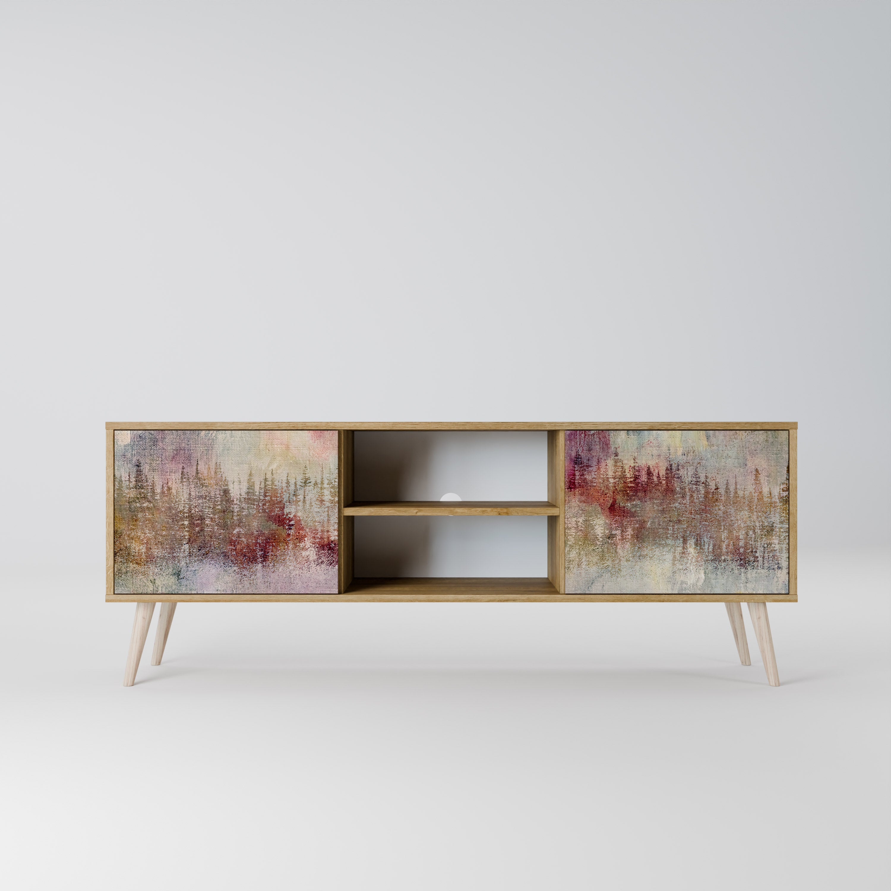 Mueble de TV de 2 puertas VEILED SUMMIT con efecto roble