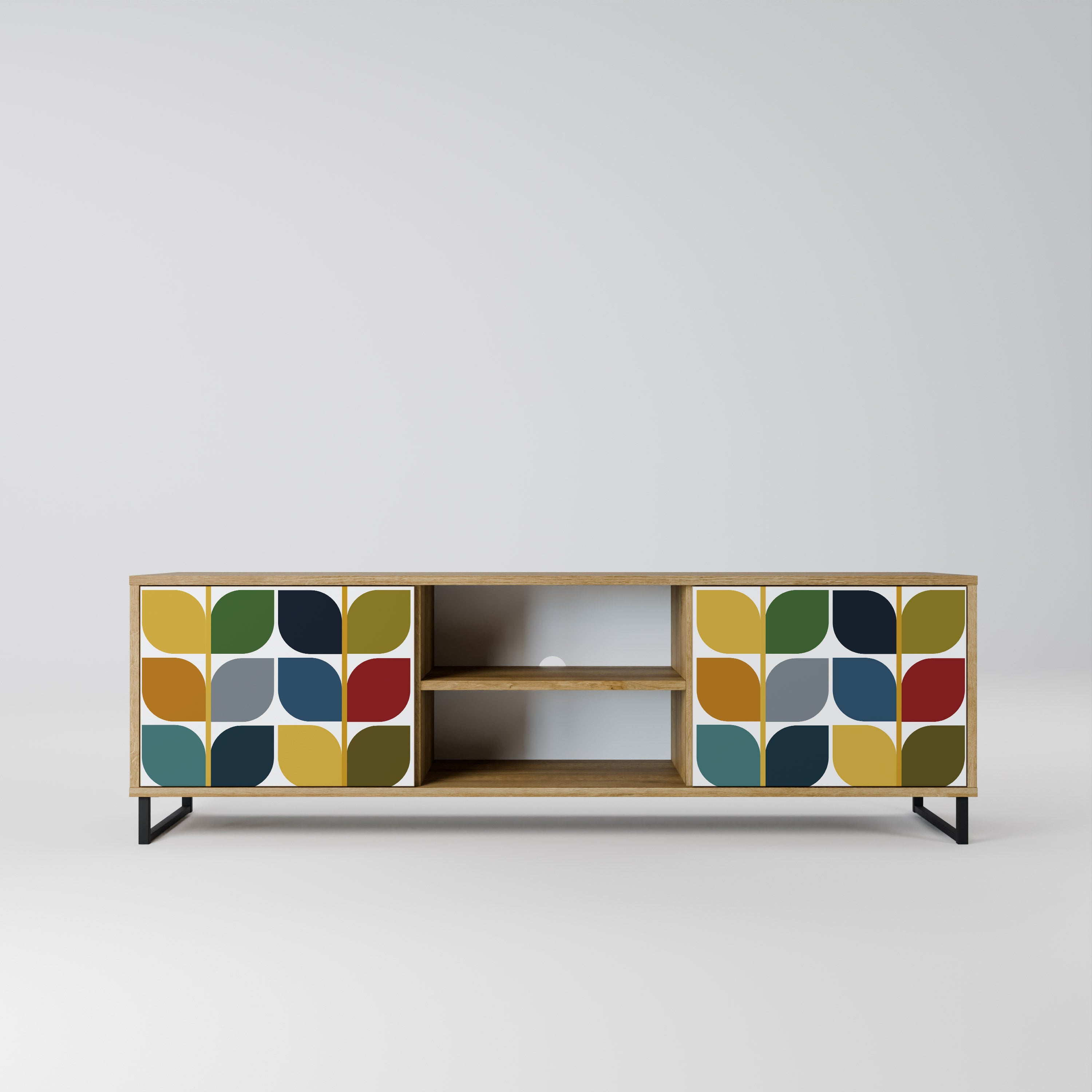 Mueble de TV de 2 puertas WEIGHTLESS HOURS con efecto roble