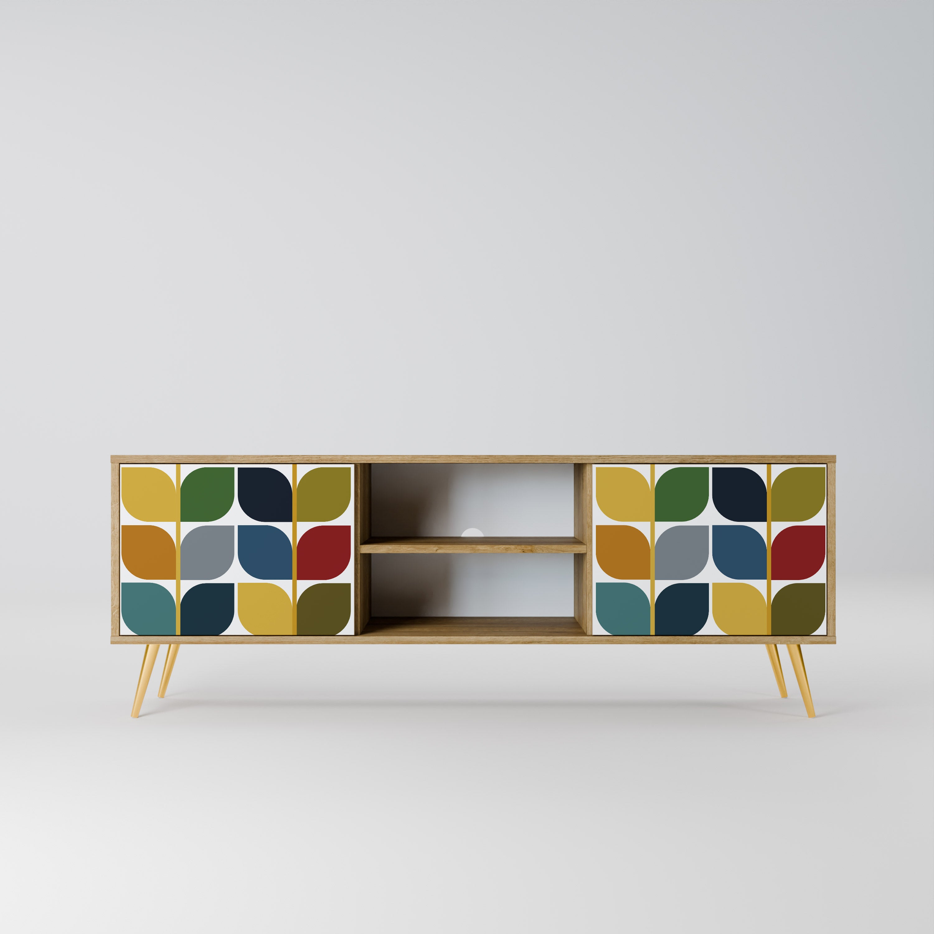 Mueble de TV de 2 puertas WEIGHTLESS HOURS con efecto roble