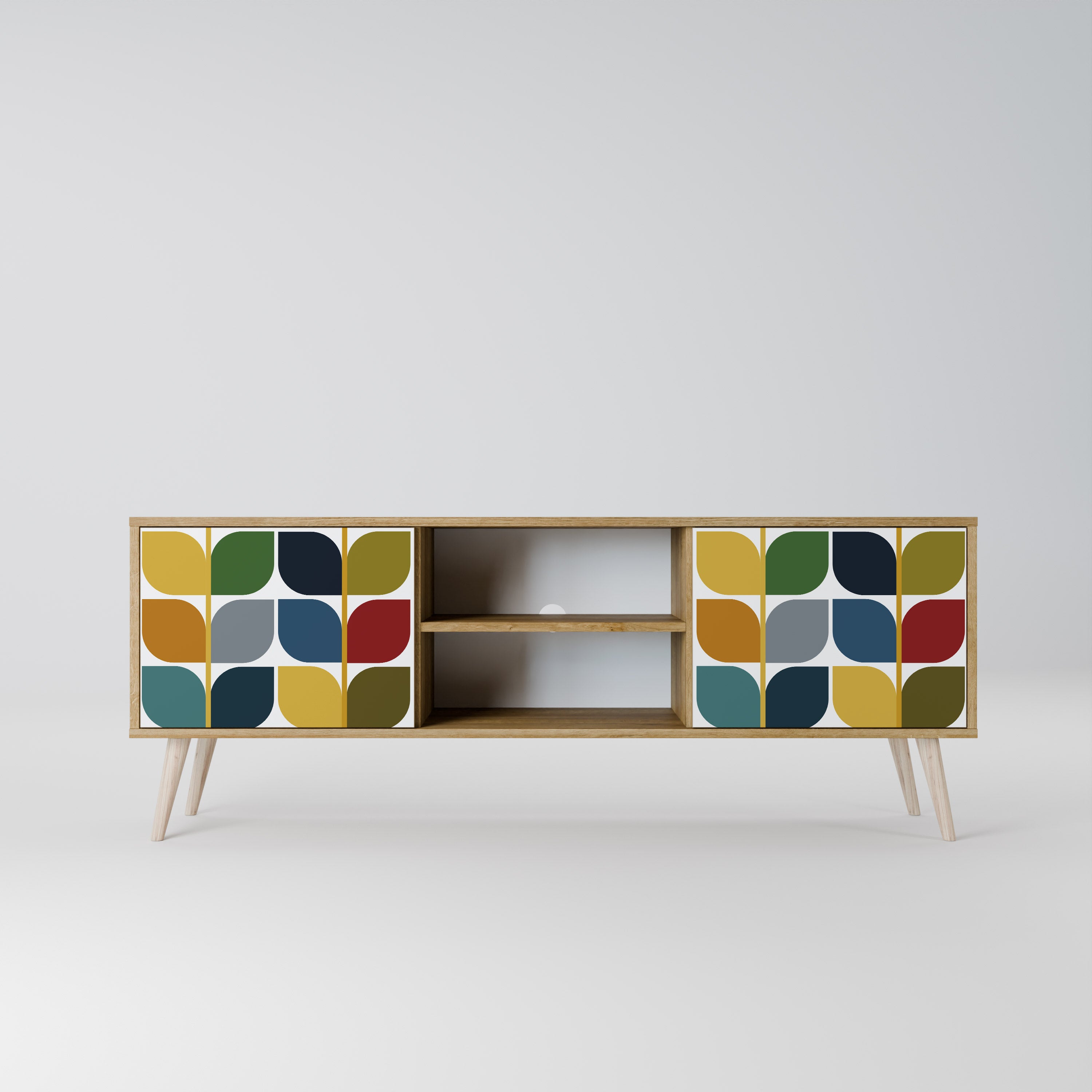 Mueble de TV de 2 puertas WEIGHTLESS HOURS con efecto roble