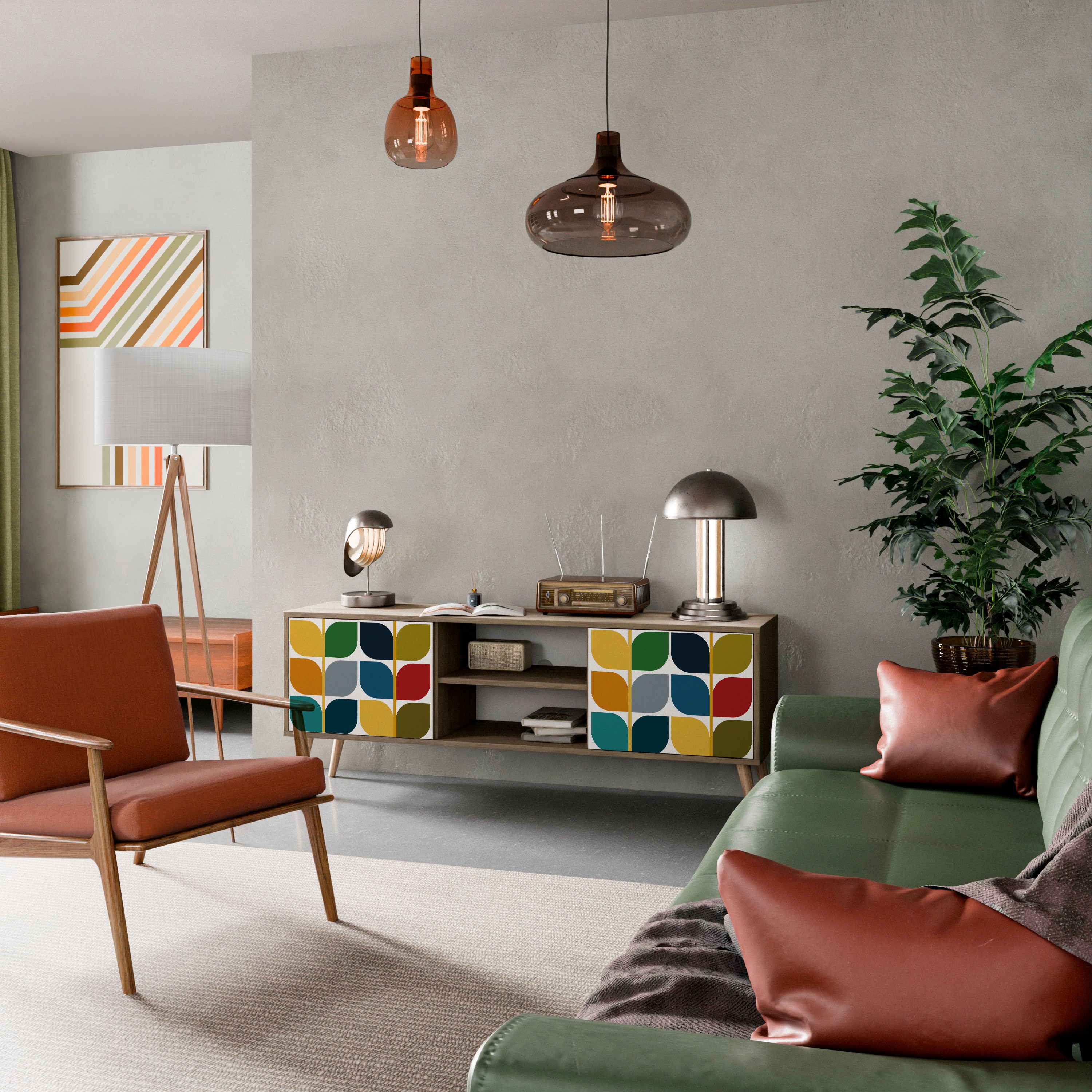 Mueble de TV de 2 puertas WEIGHTLESS HOURS con efecto roble