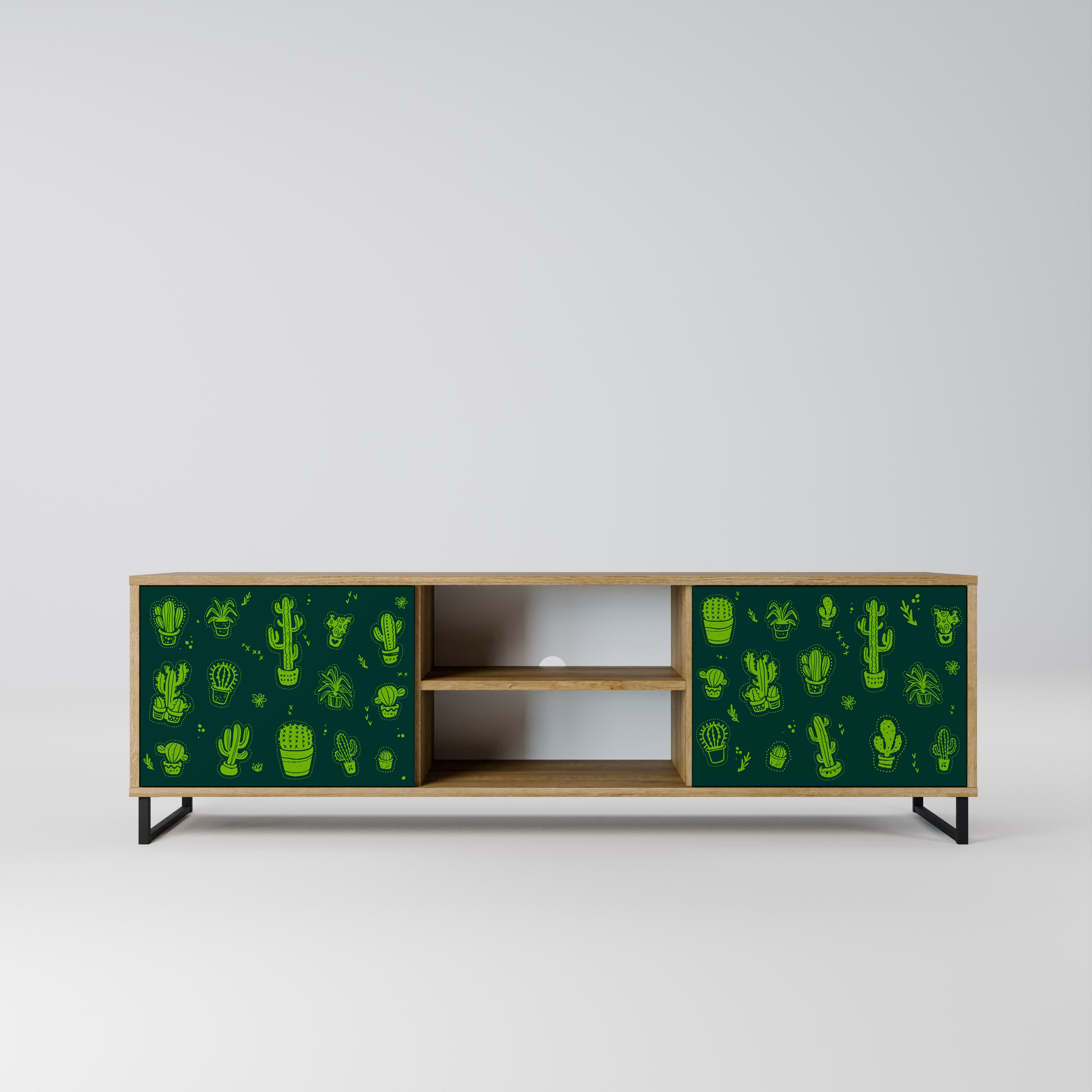 Mueble de TV de 2 puertas DESERT GREEN con efecto roble