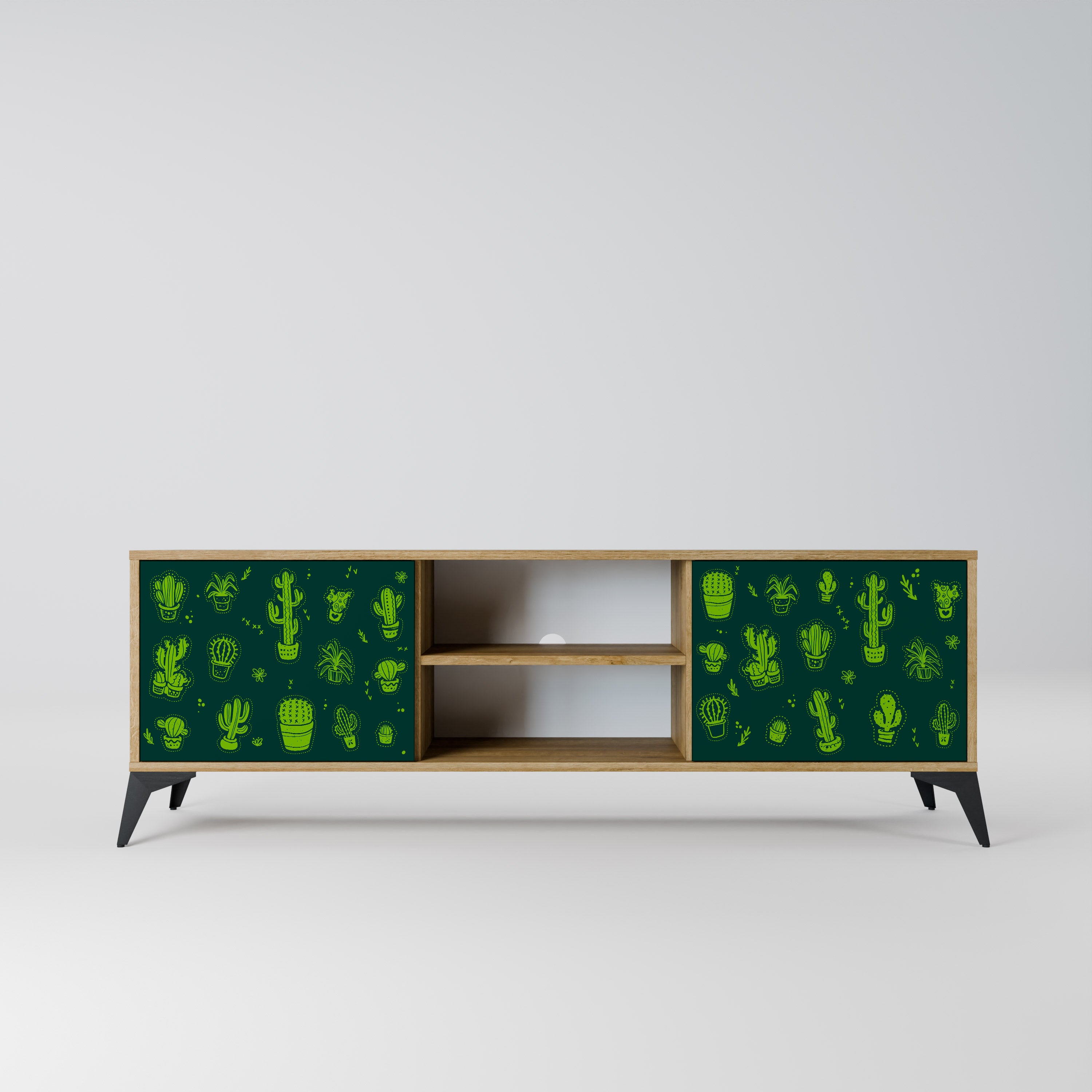 Mueble de TV de 2 puertas DESERT GREEN con efecto roble
