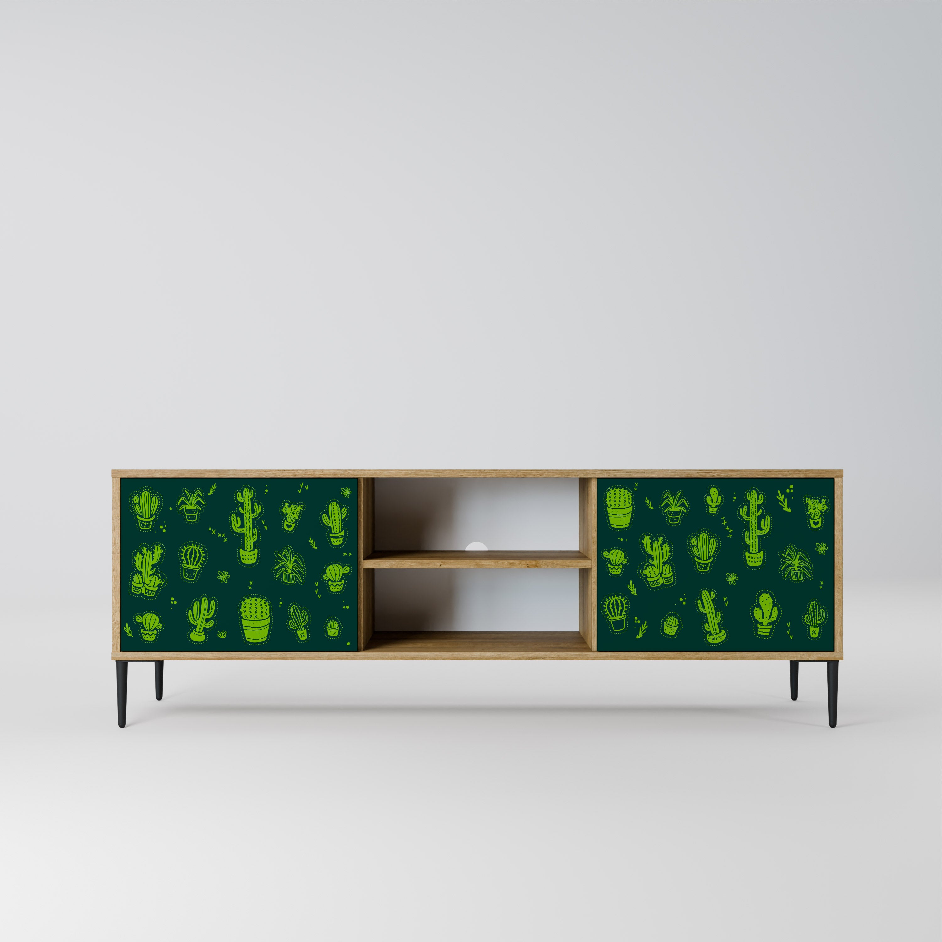 Mueble de TV de 2 puertas DESERT GREEN con efecto roble