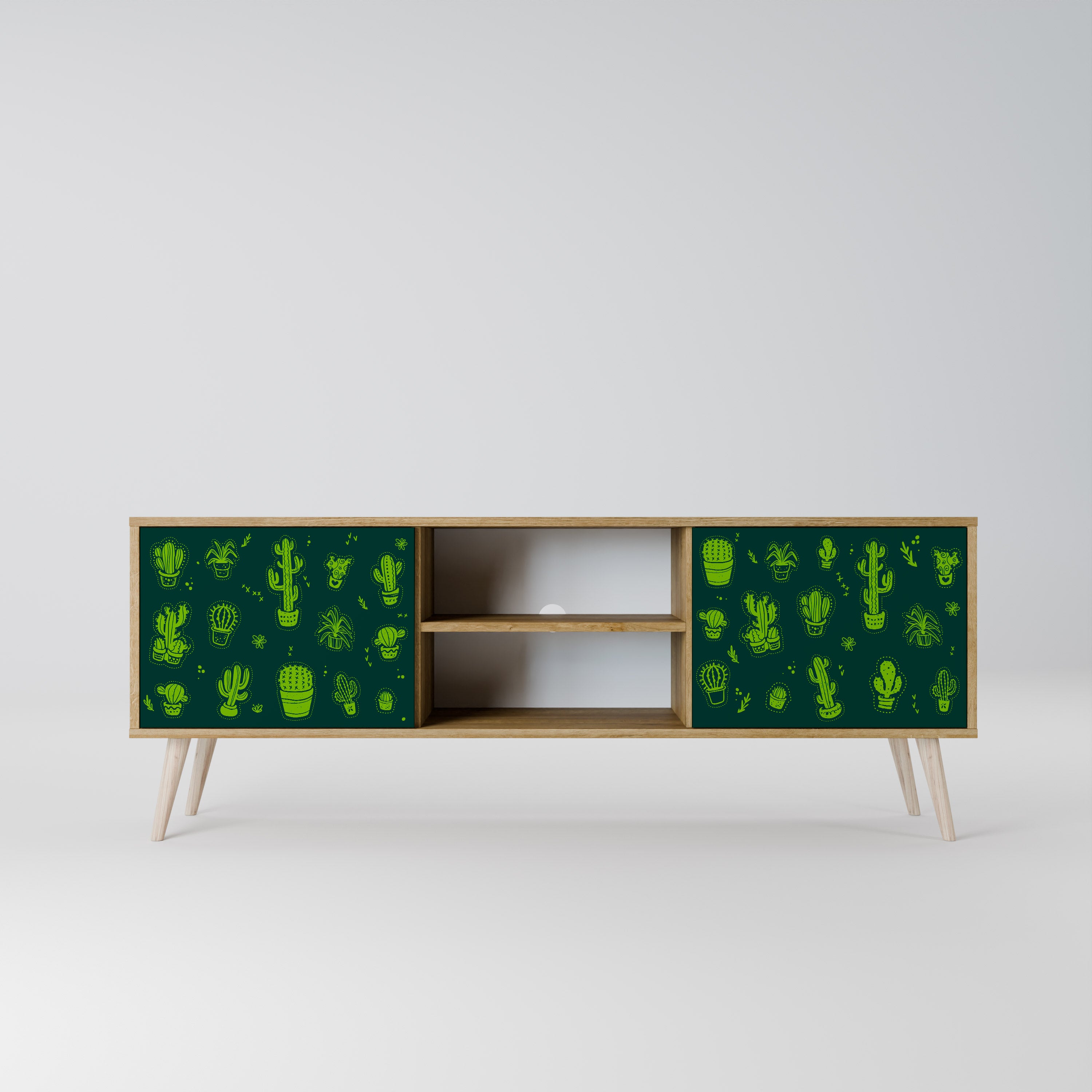Mueble de TV de 2 puertas DESERT GREEN con efecto roble